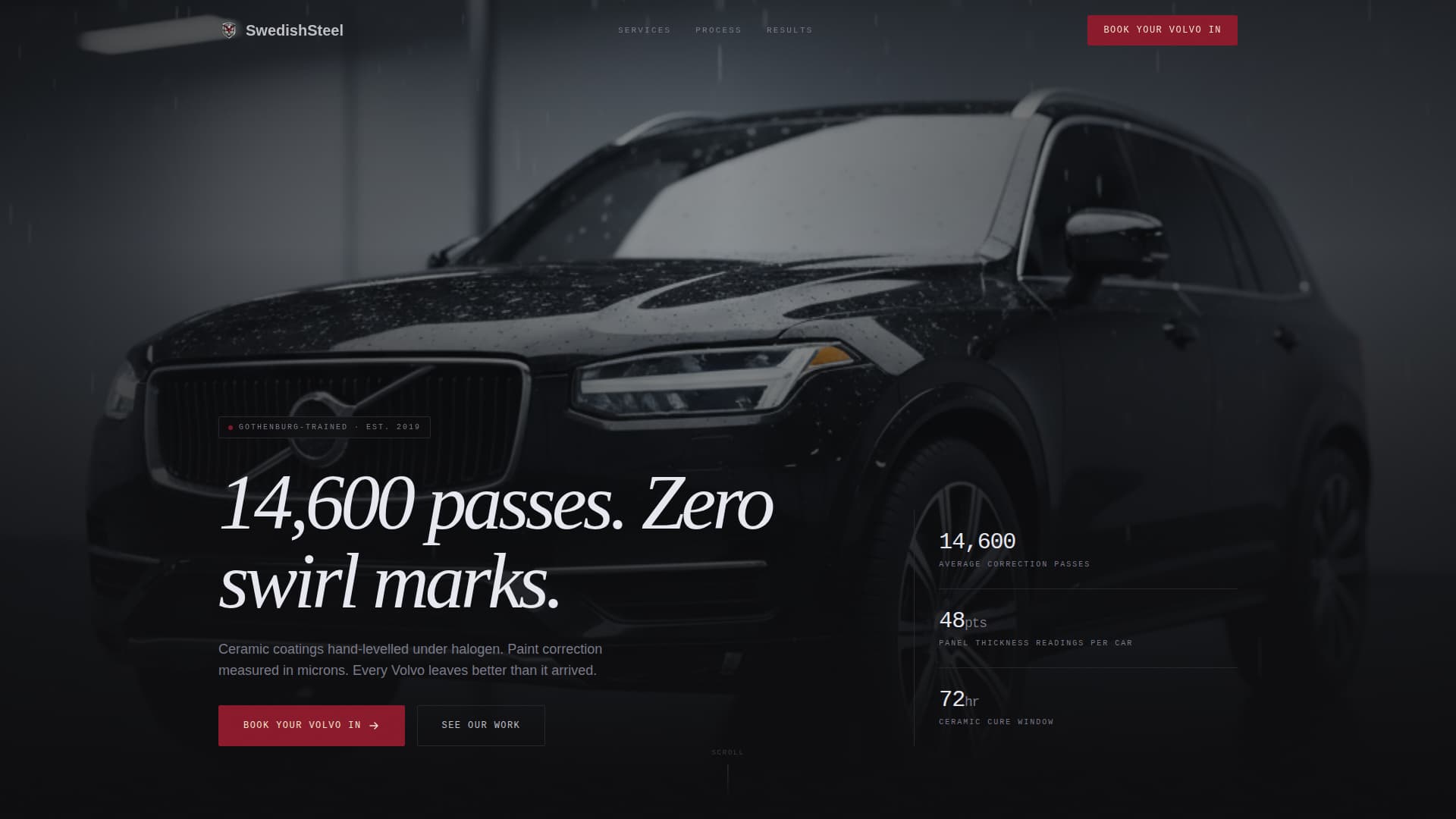 Swedish Steel - Precision Volvo Detailing Landing Page Template