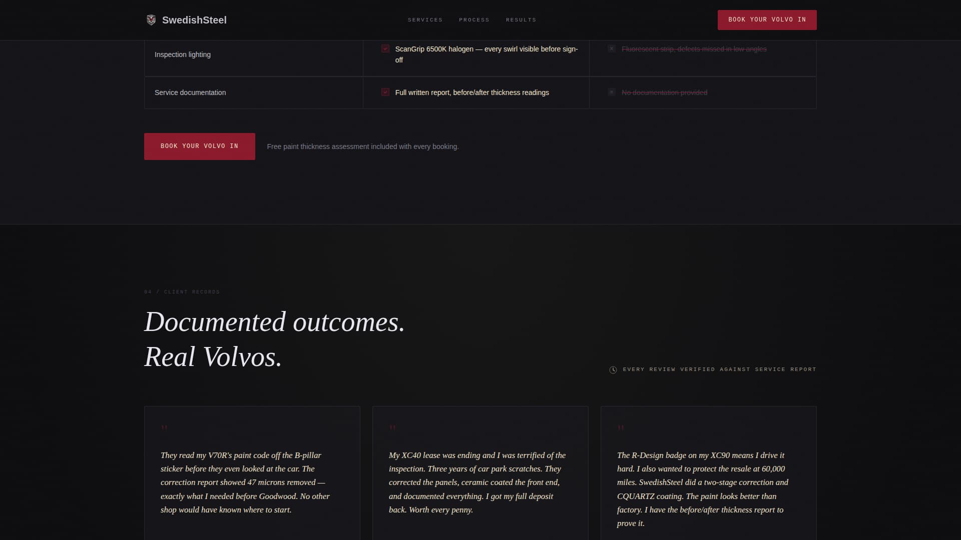 Swedish Steel - Precision Volvo Detailing Landing Page Template