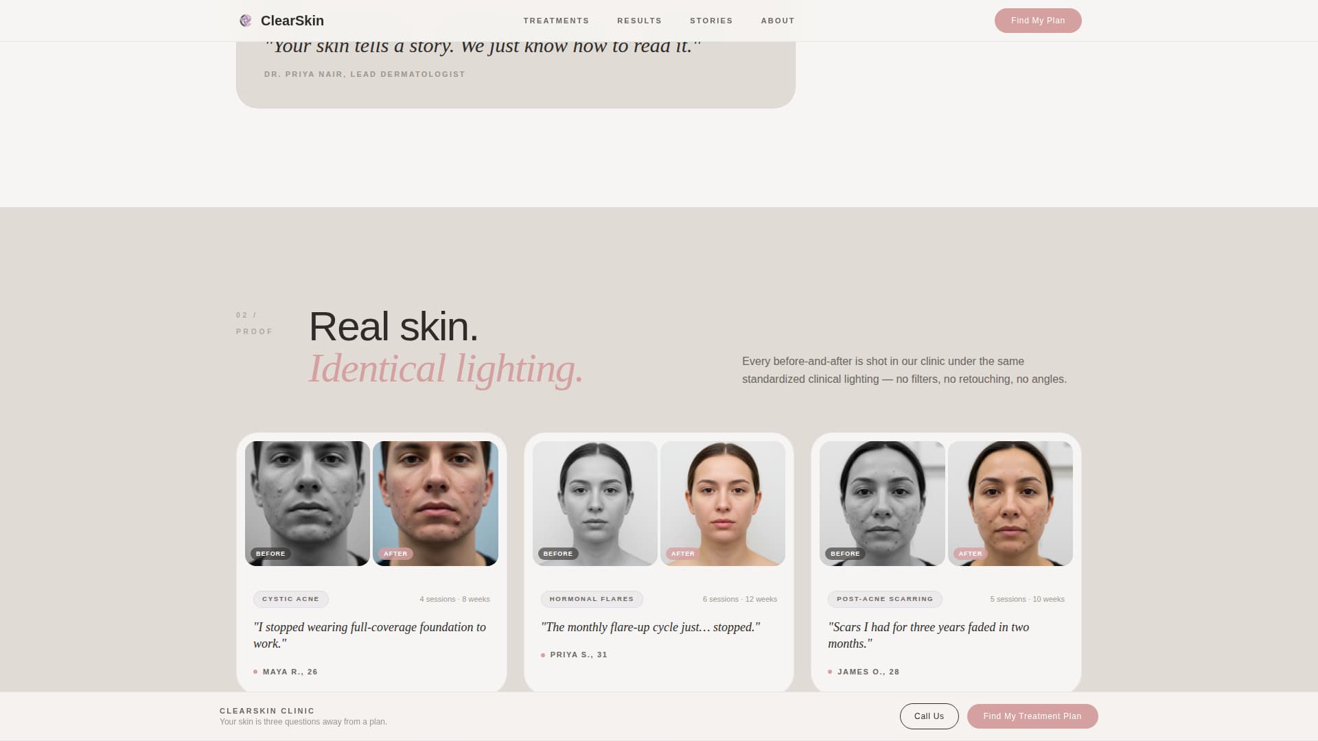 Clear - Radiant Acneclinic Landing Page Template