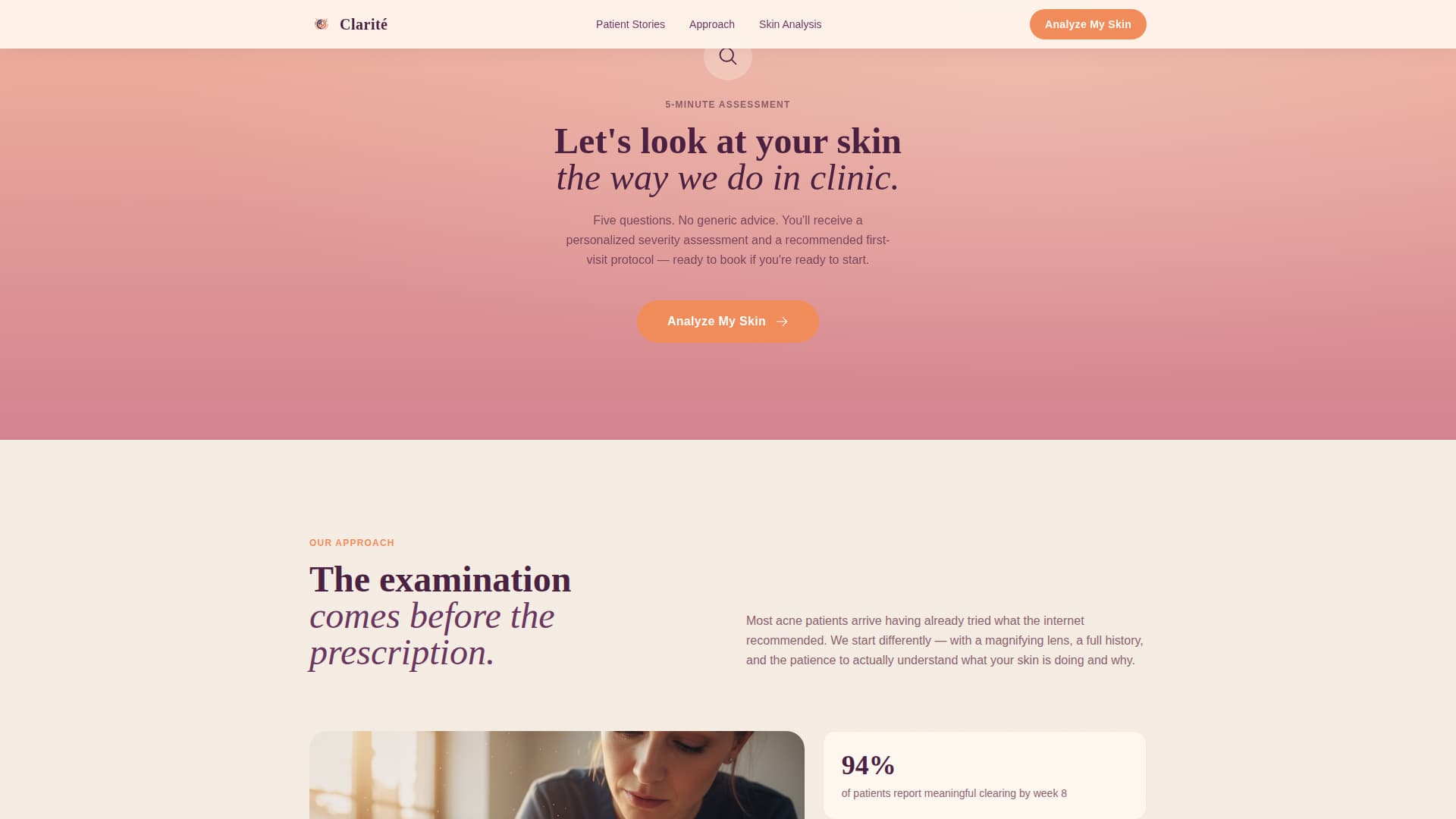 Clarit - Transformative Dermatologist Landing Page Template
