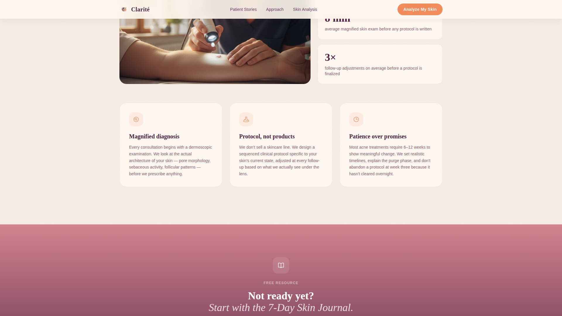 Clarit - Transformative Dermatologist Landing Page Template