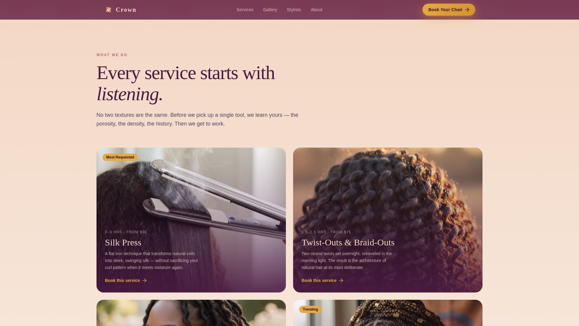 Crown - Luxurious Hairsalon Landing Page Template