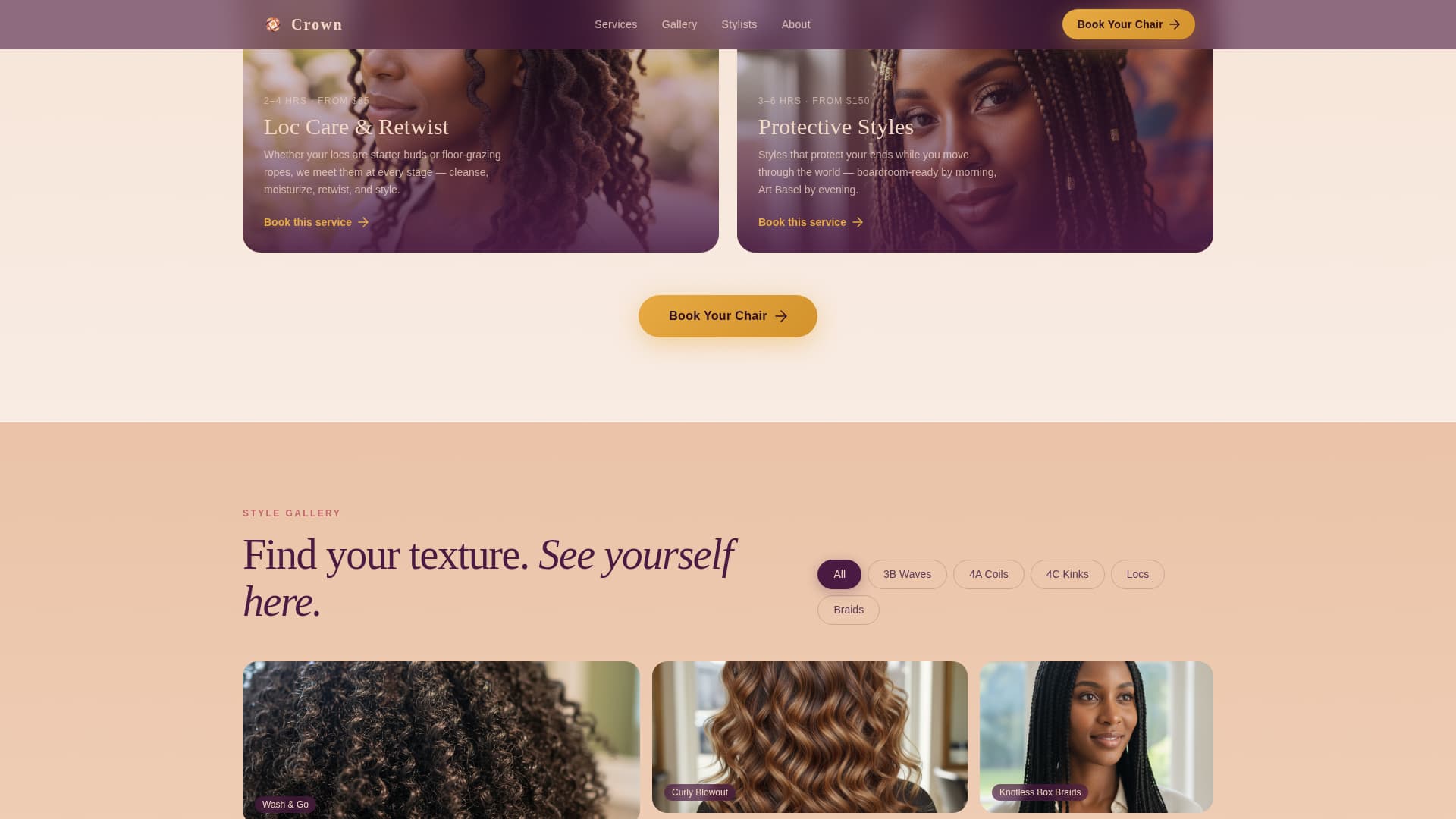 Crown - Luxurious Hairsalon Landing Page Template