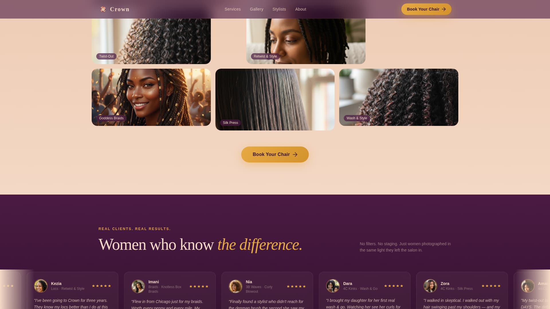 Crown - Luxurious Hairsalon Landing Page Template