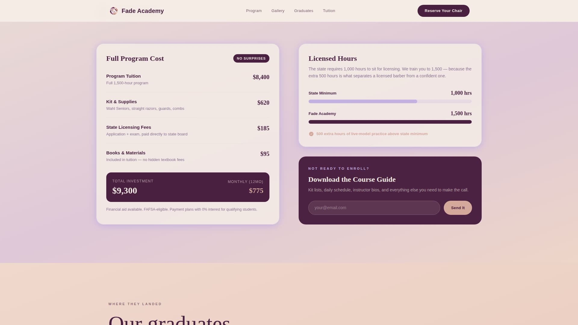 Barbering - Premium Academy Landing Page Template