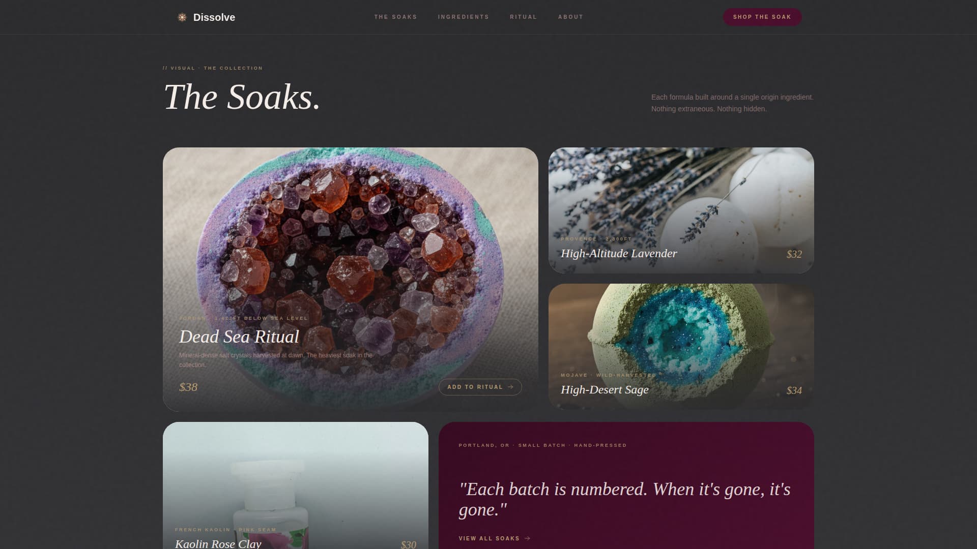 Dissolve - Luxe Bathbomb Landing Page Template