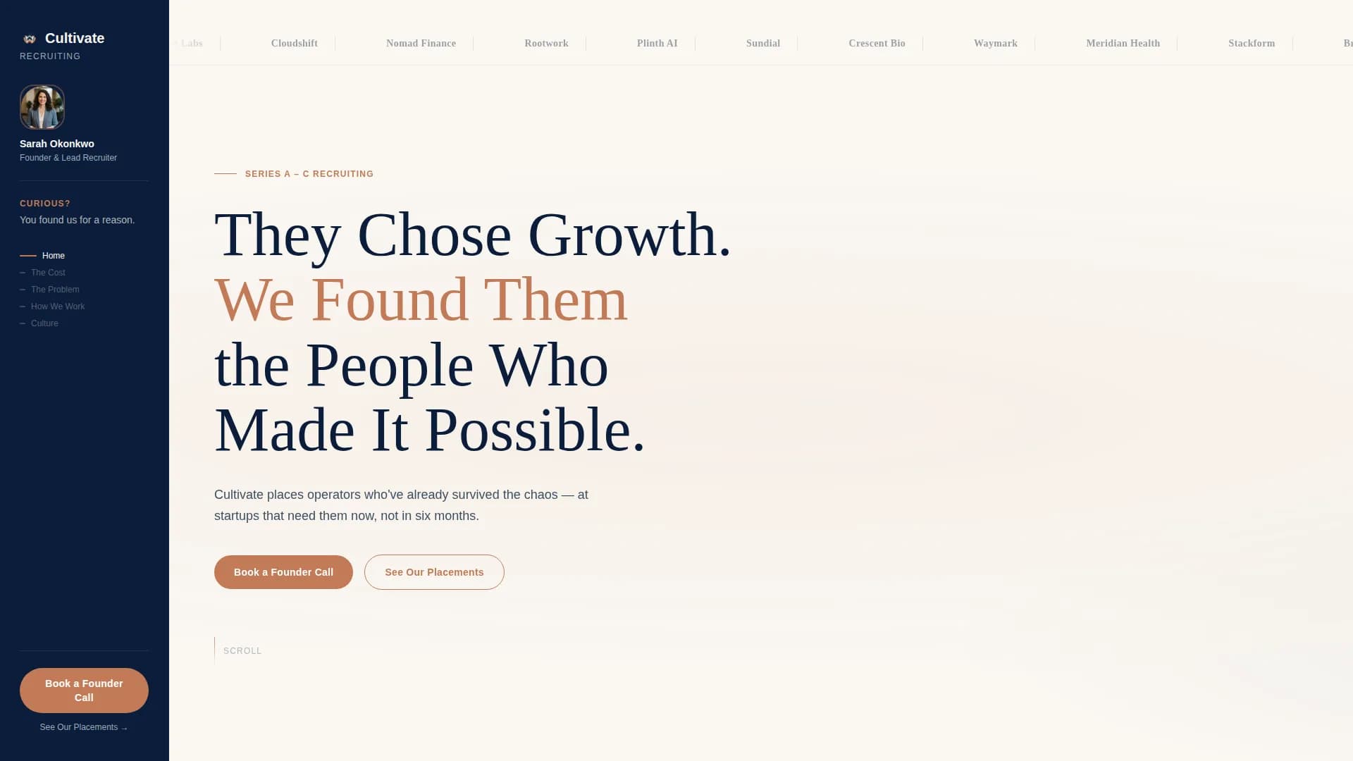 Cultivate - Startup Recruiting Landing page Template