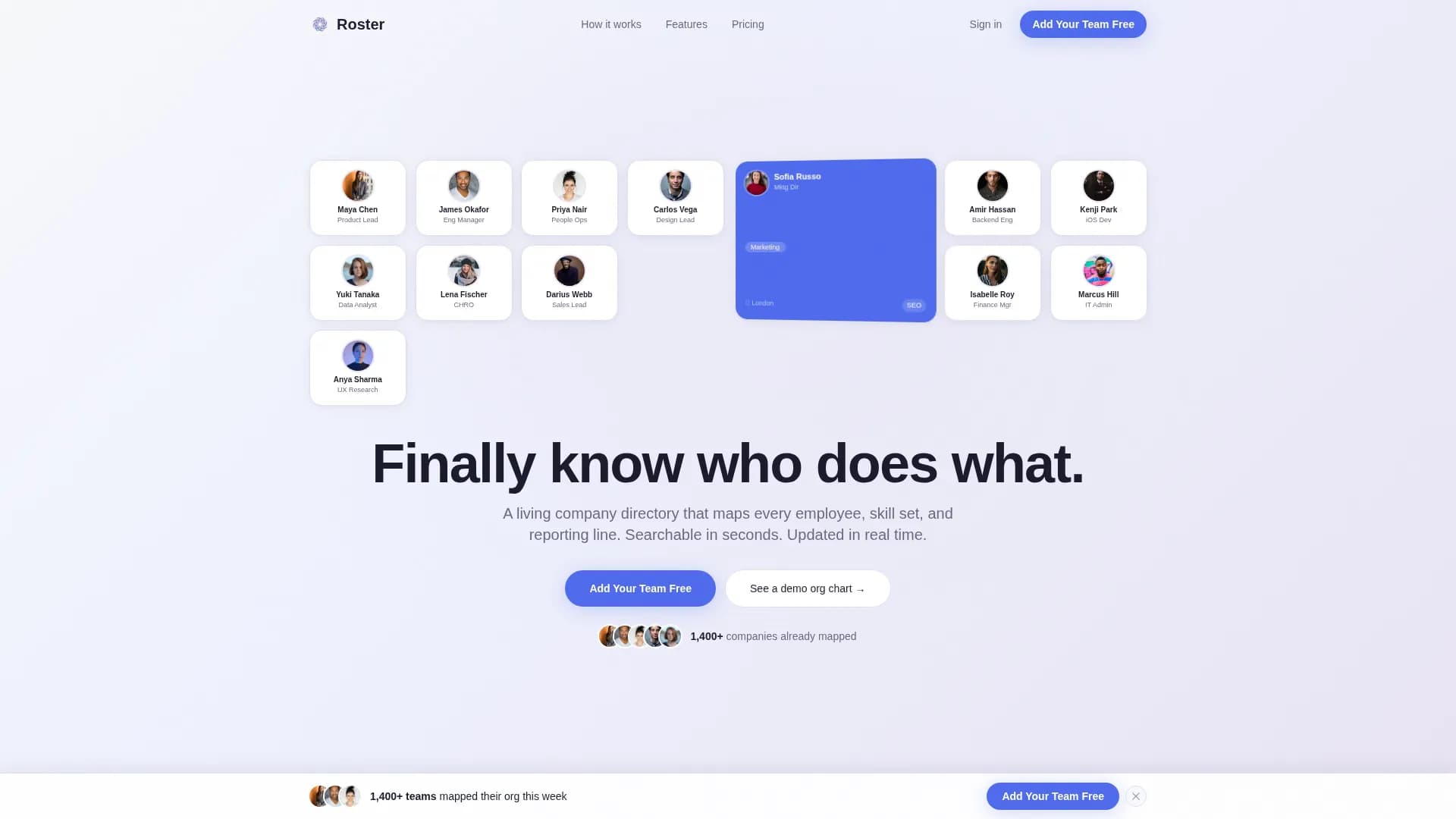 Roster - HR Software Landing page Template