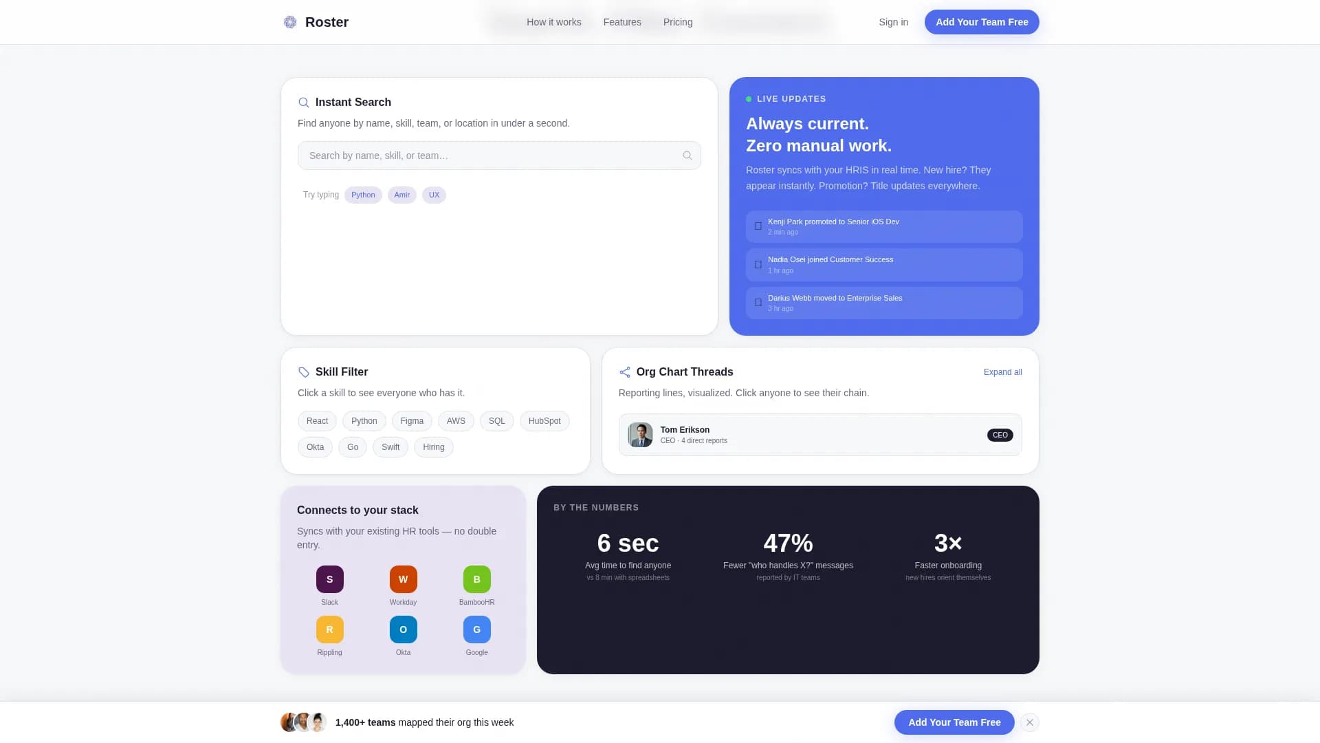 Roster - HR Software Landing page Template