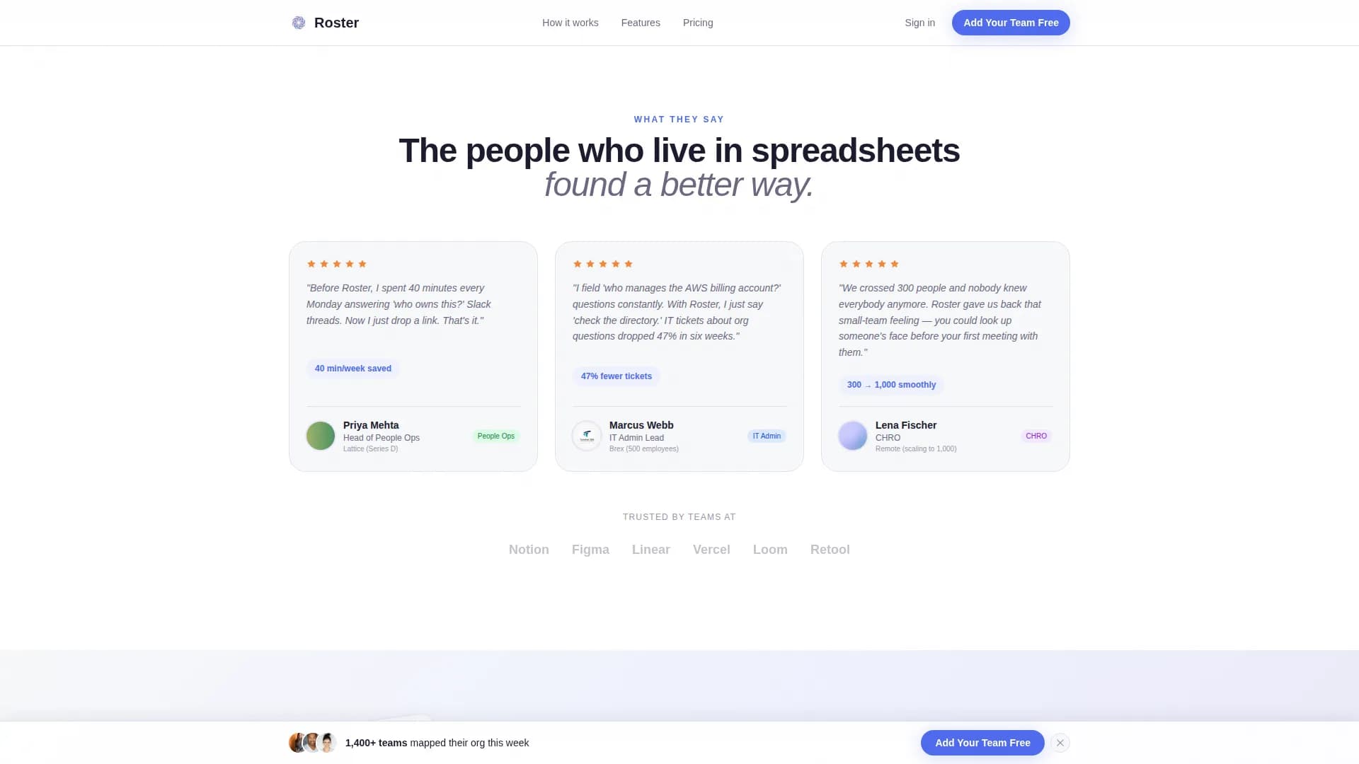 Roster - HR Software Landing page Template