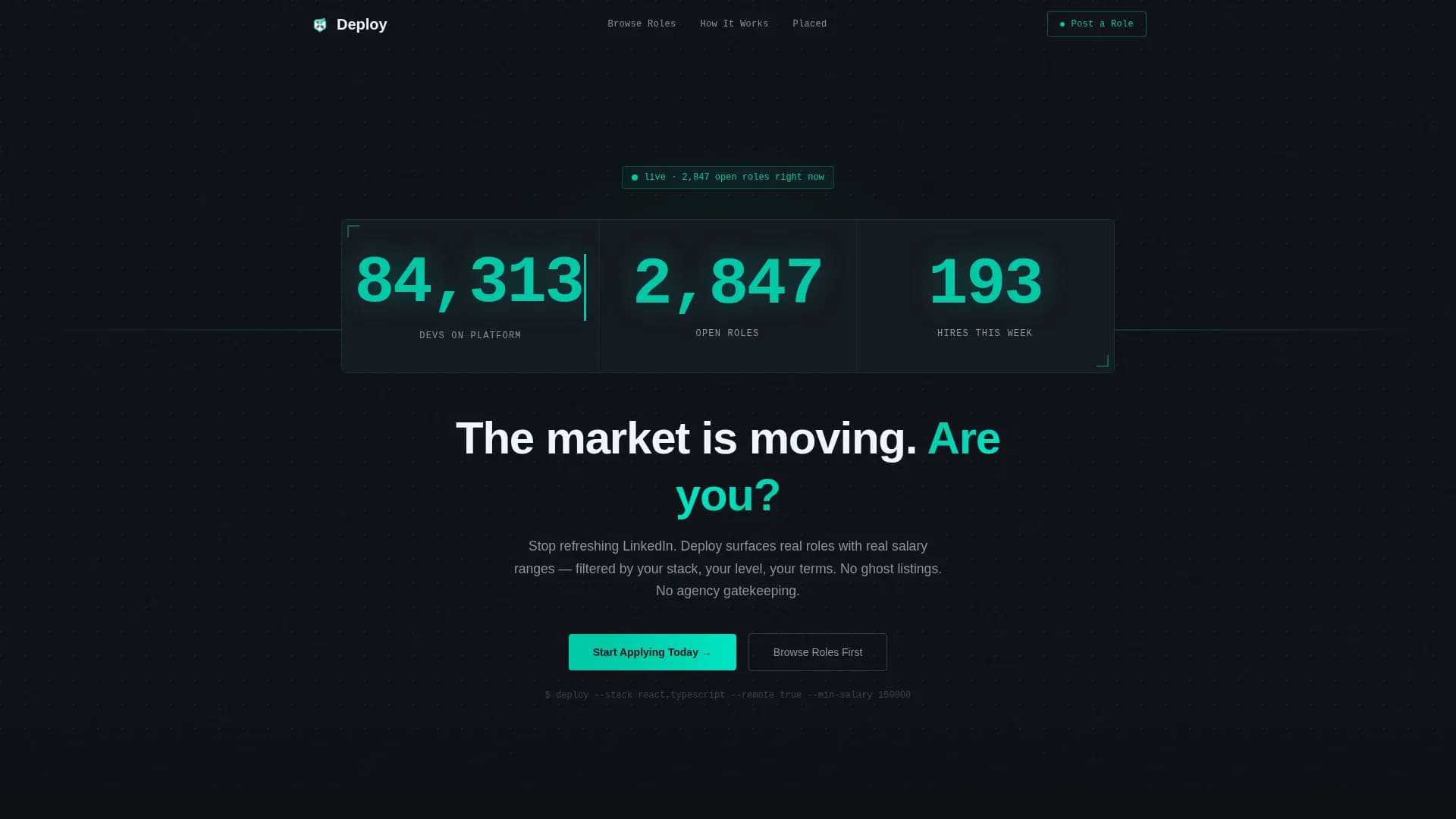Deploy - Tech Job Board Landing page Template