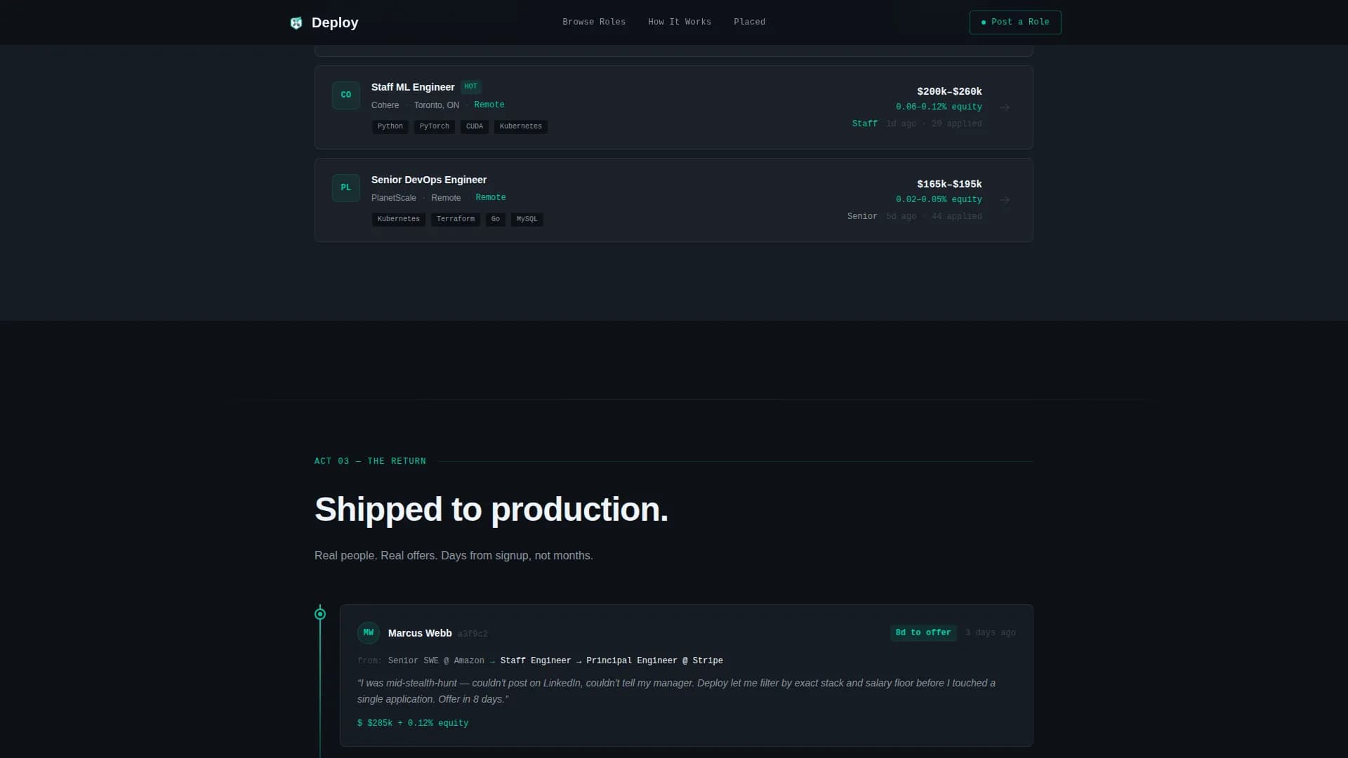 Deploy - Tech Job Board Landing page Template