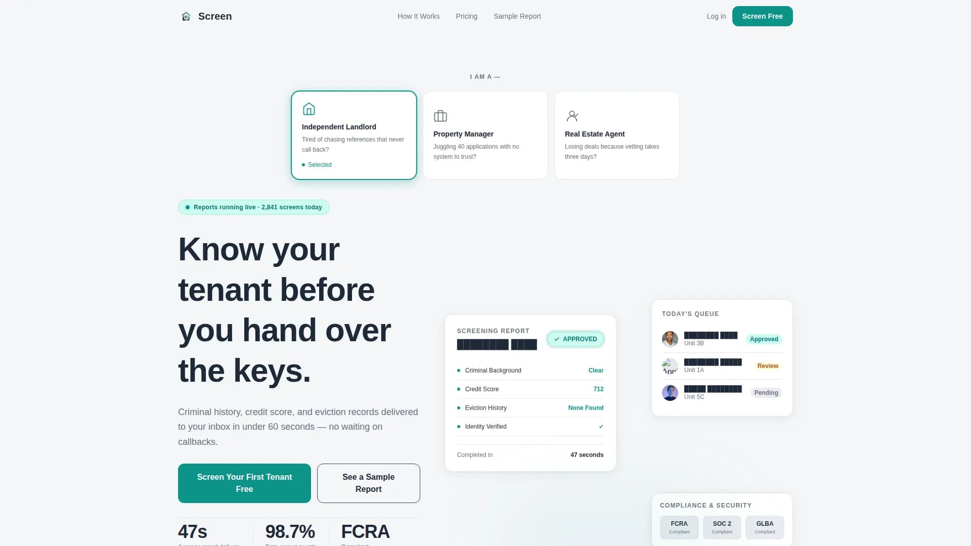 Screen - Tenant Screening Landing page Template