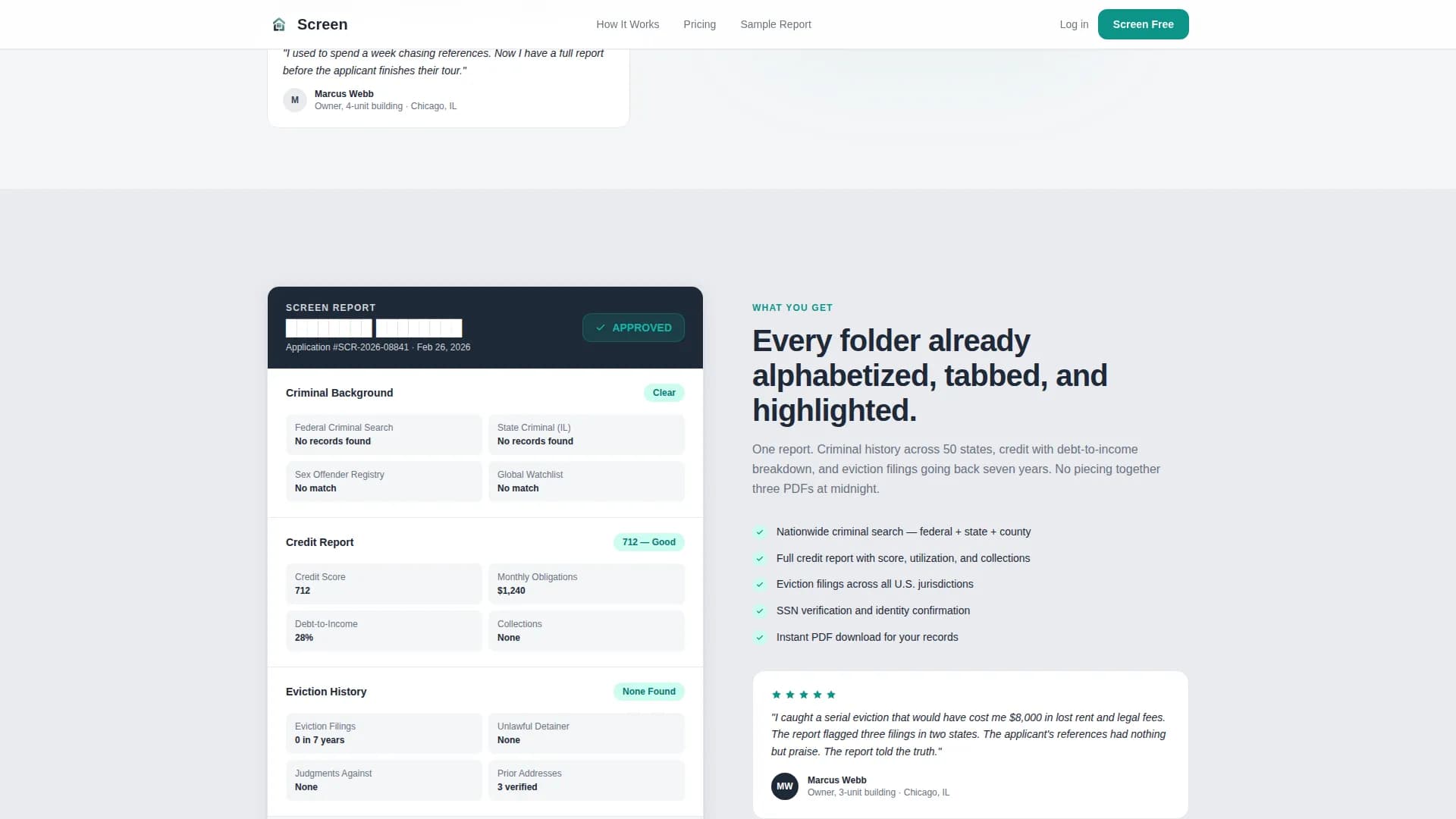 Screen - Tenant Screening Landing page Template