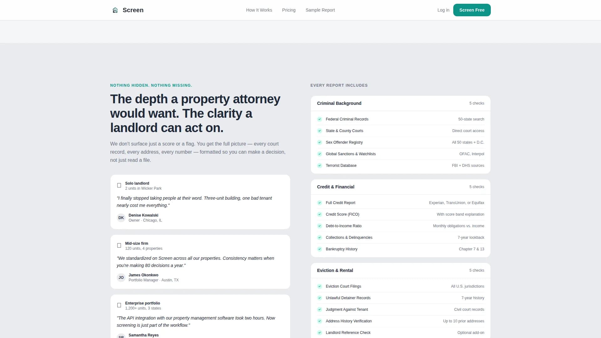 Screen - Tenant Screening Landing page Template