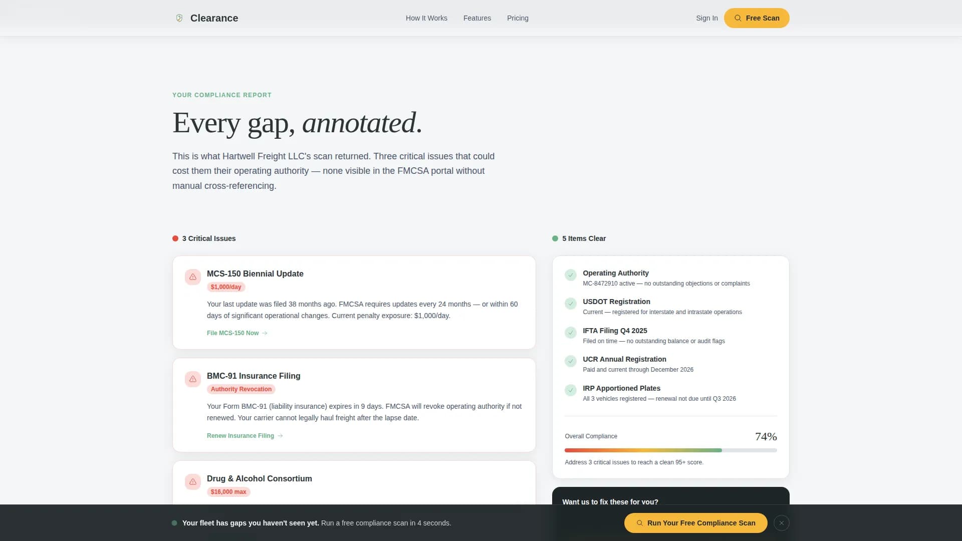 Clearance - Compliance Services Landing page Template