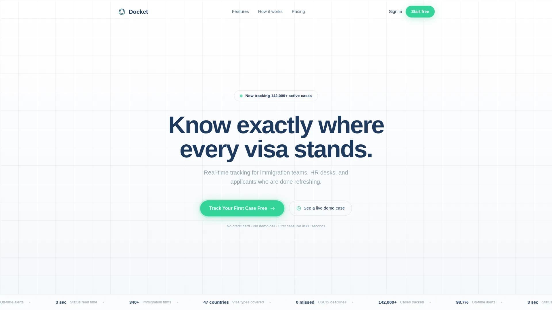 Docket - Visa Tracking Landing page Template