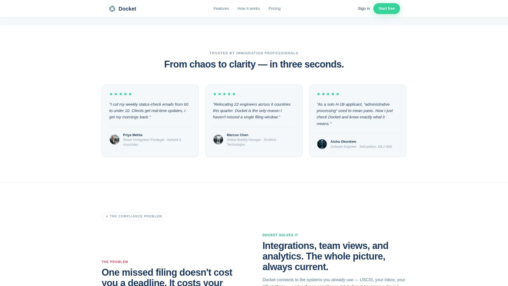 Docket - Visa Tracking Landing page Template