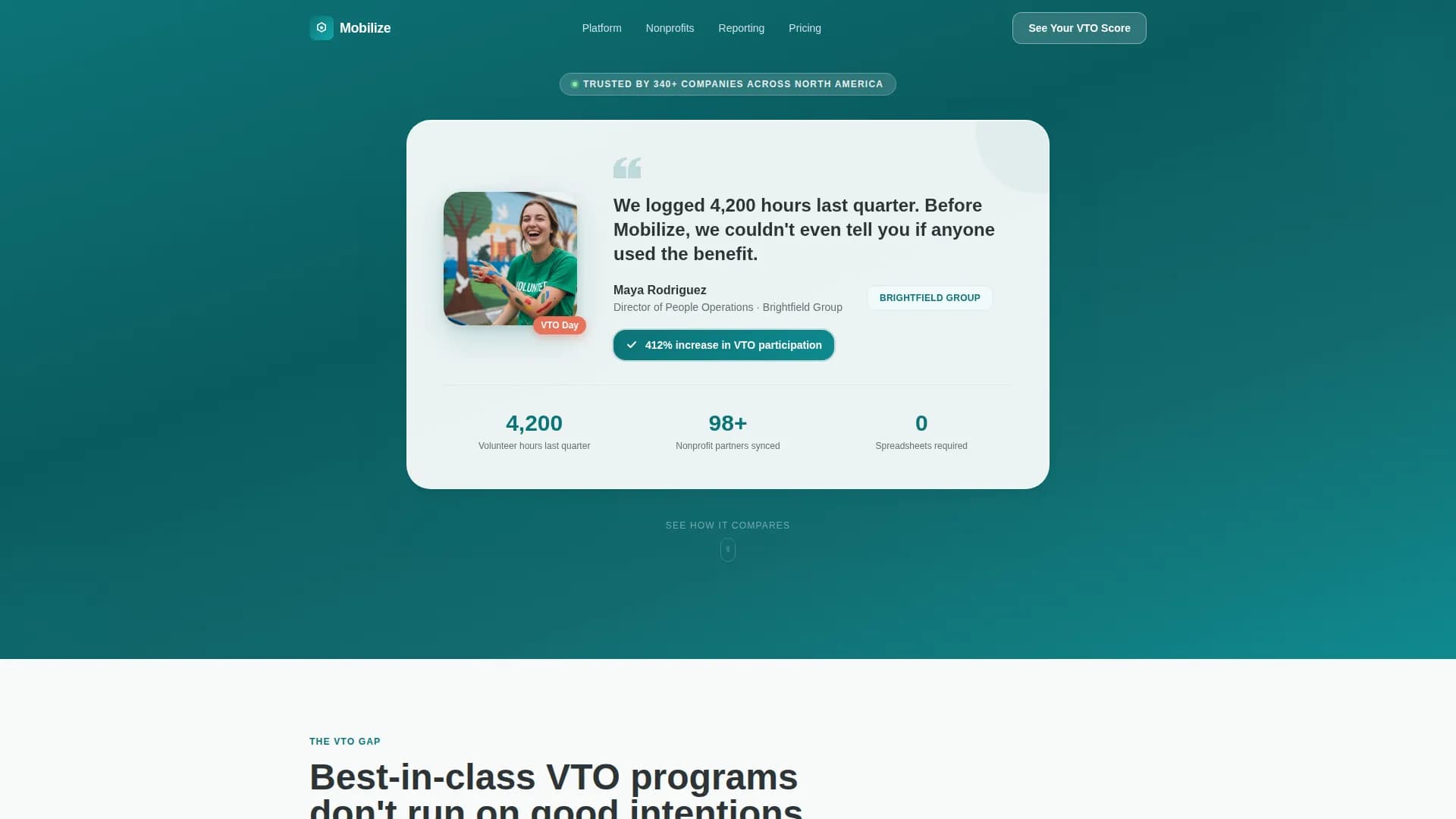 Mobilize - Volunteer Platform Landing page Template