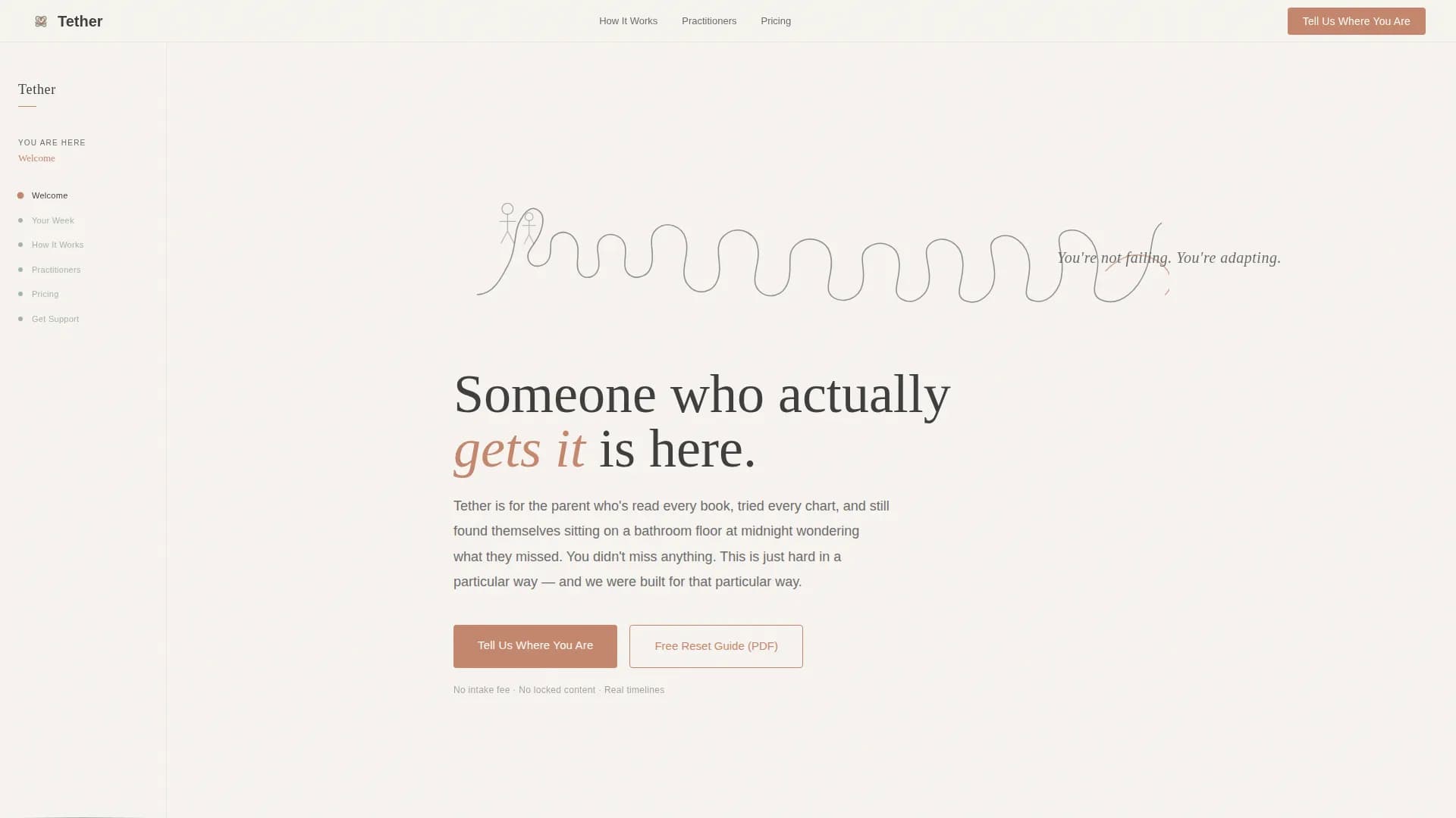 Tether - Caregiver Support Landing page Template