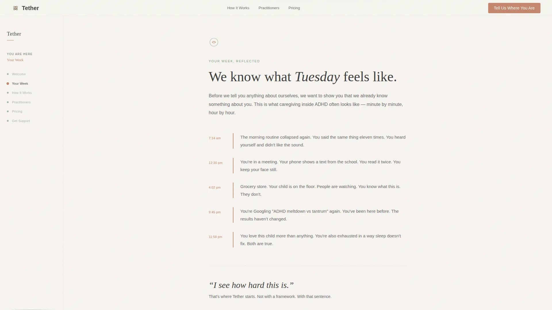 Tether - Caregiver Support Landing page Template