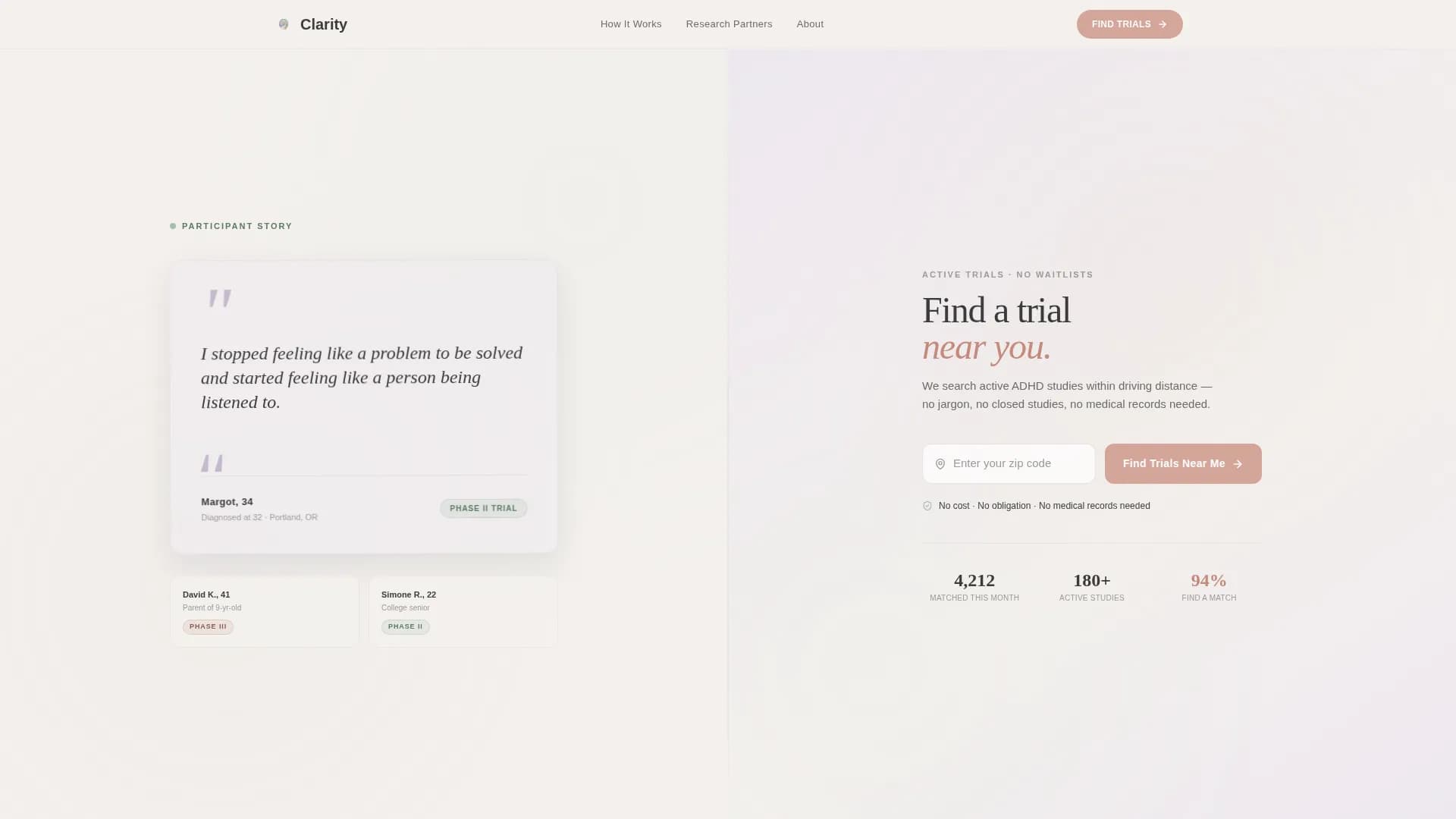 Clarity - Clinical Trials Landing page Template