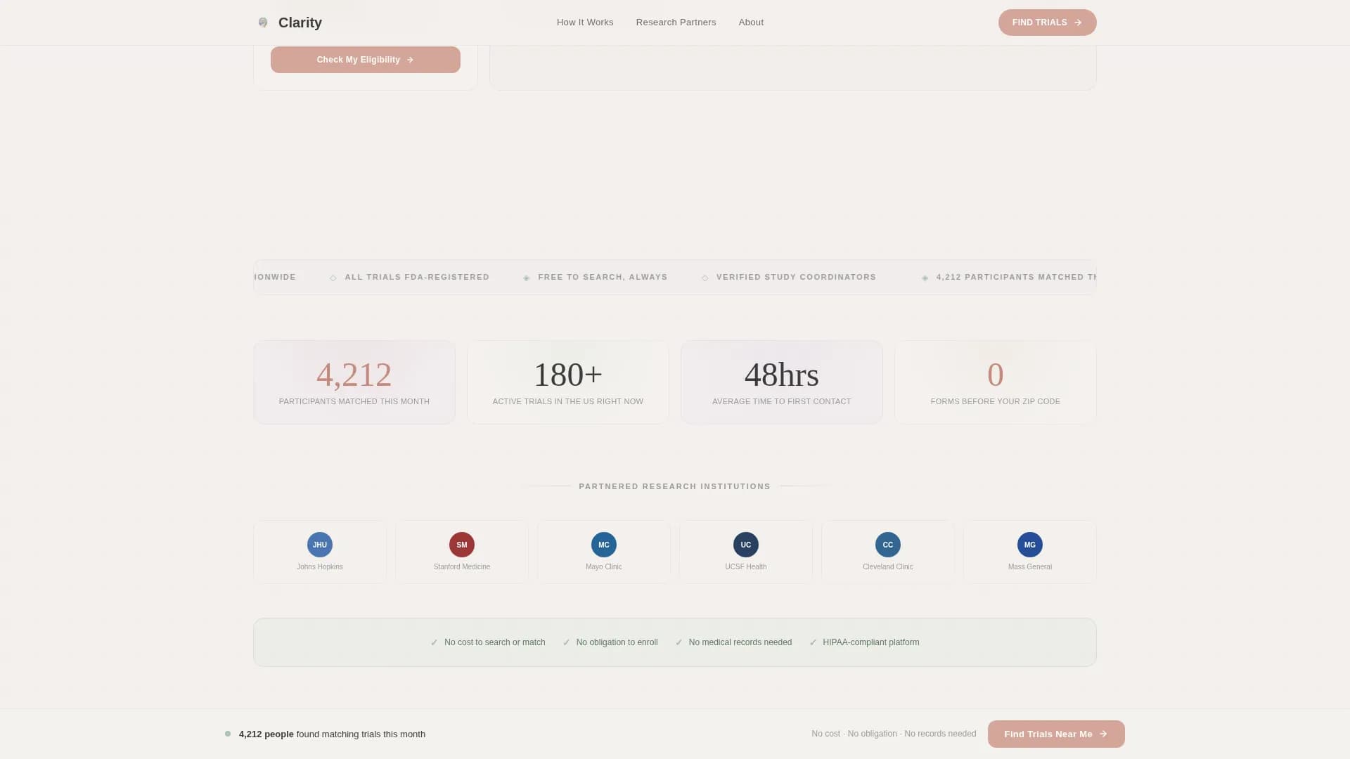 Clarity - Clinical Trials Landing page Template