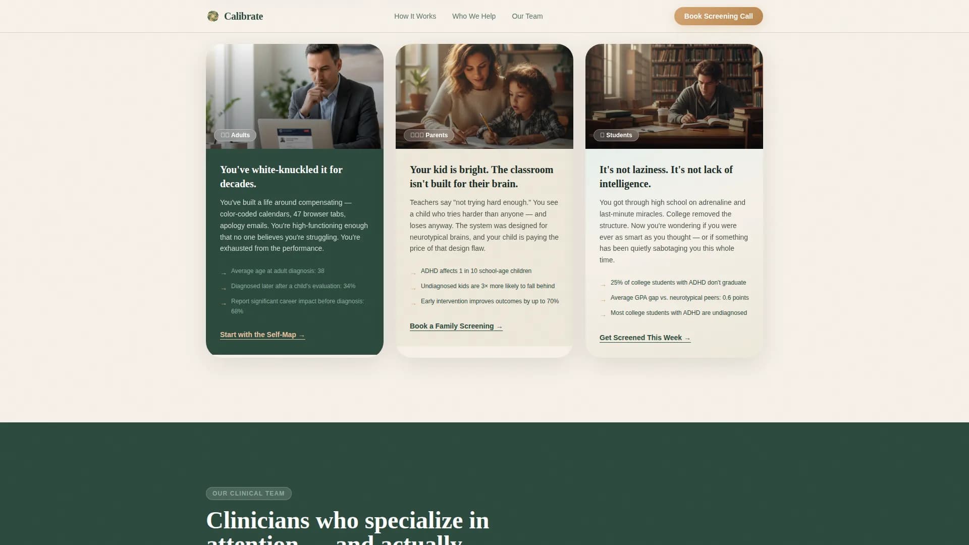 Calibrate - Specialist Clinic Landing page Template