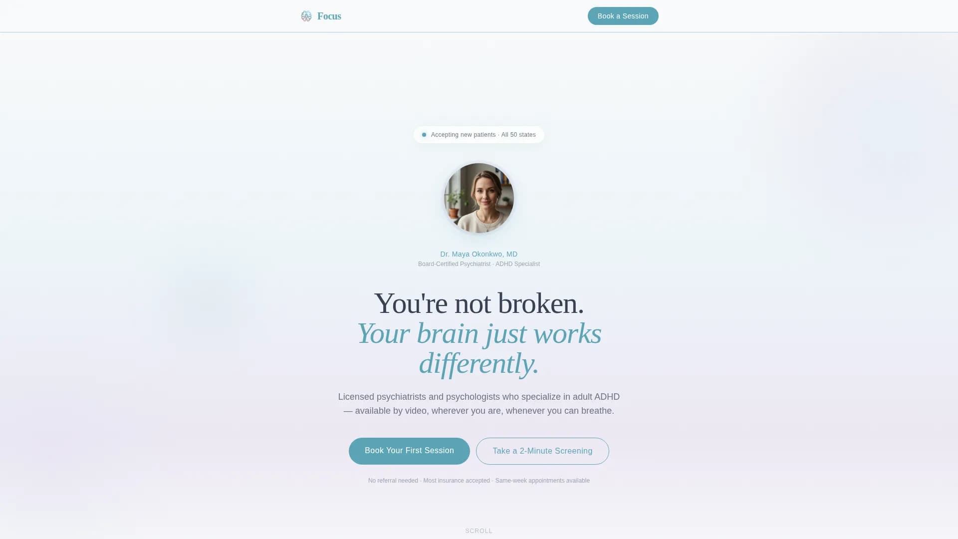 Focus - Telehealth Platform Landing page Template