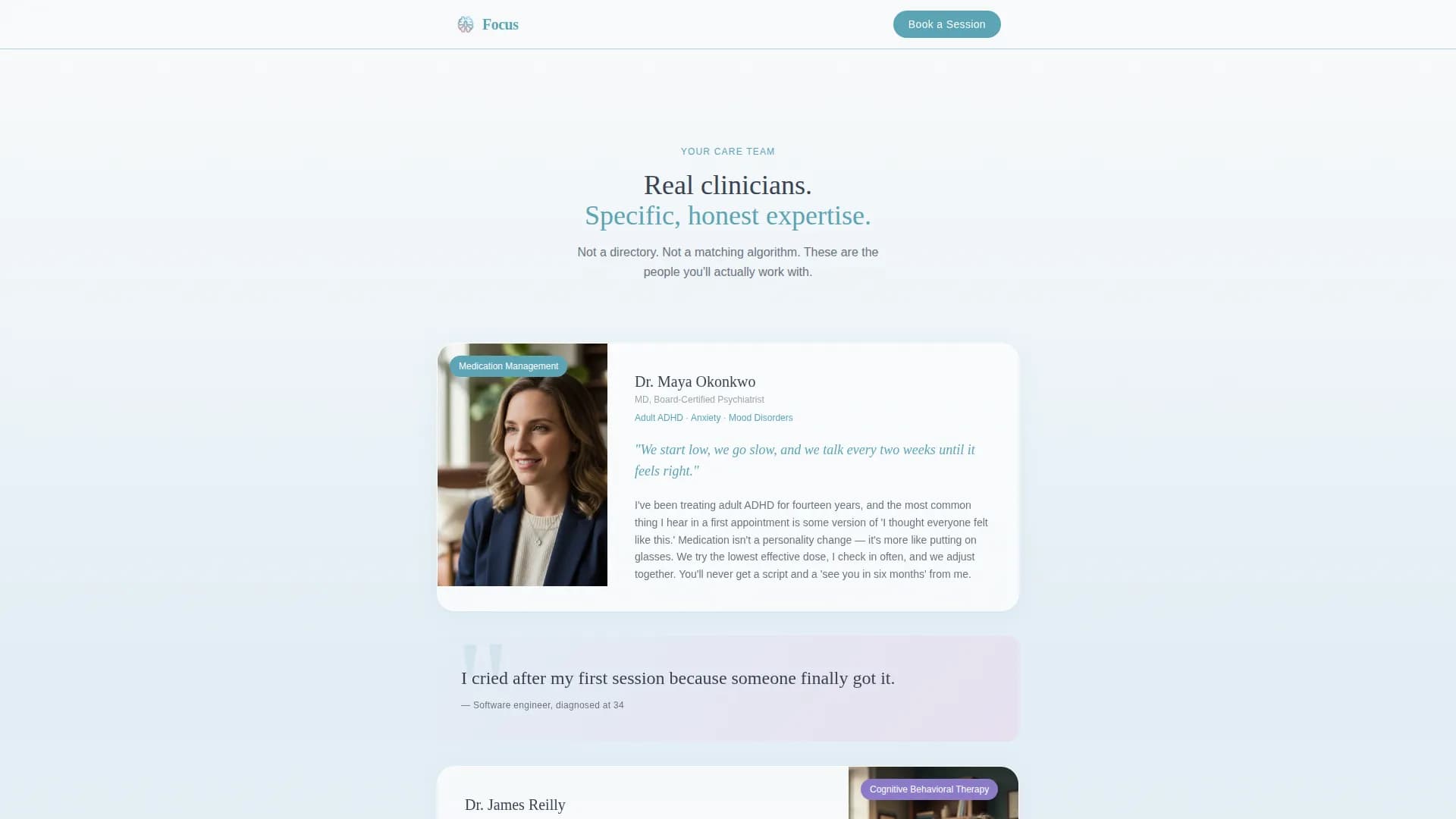 Focus - Telehealth Platform Landing page Template