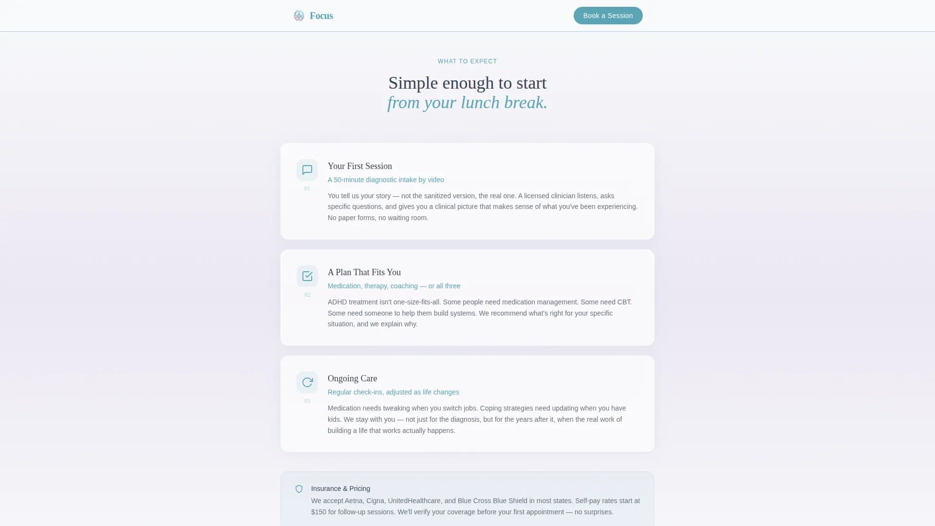 Focus - Telehealth Platform Landing page Template