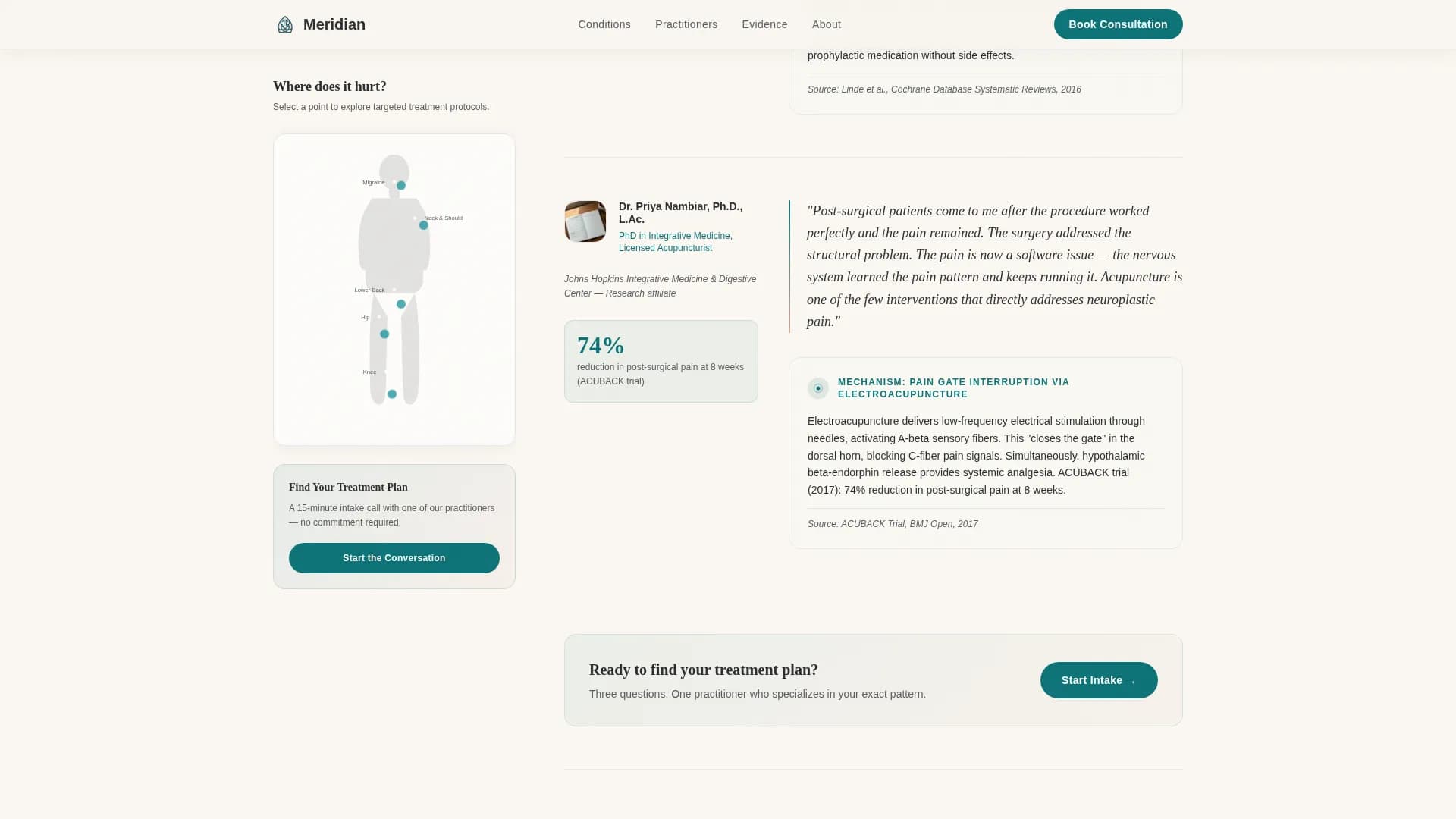 Meridian - Pain Clinic Landing page Template