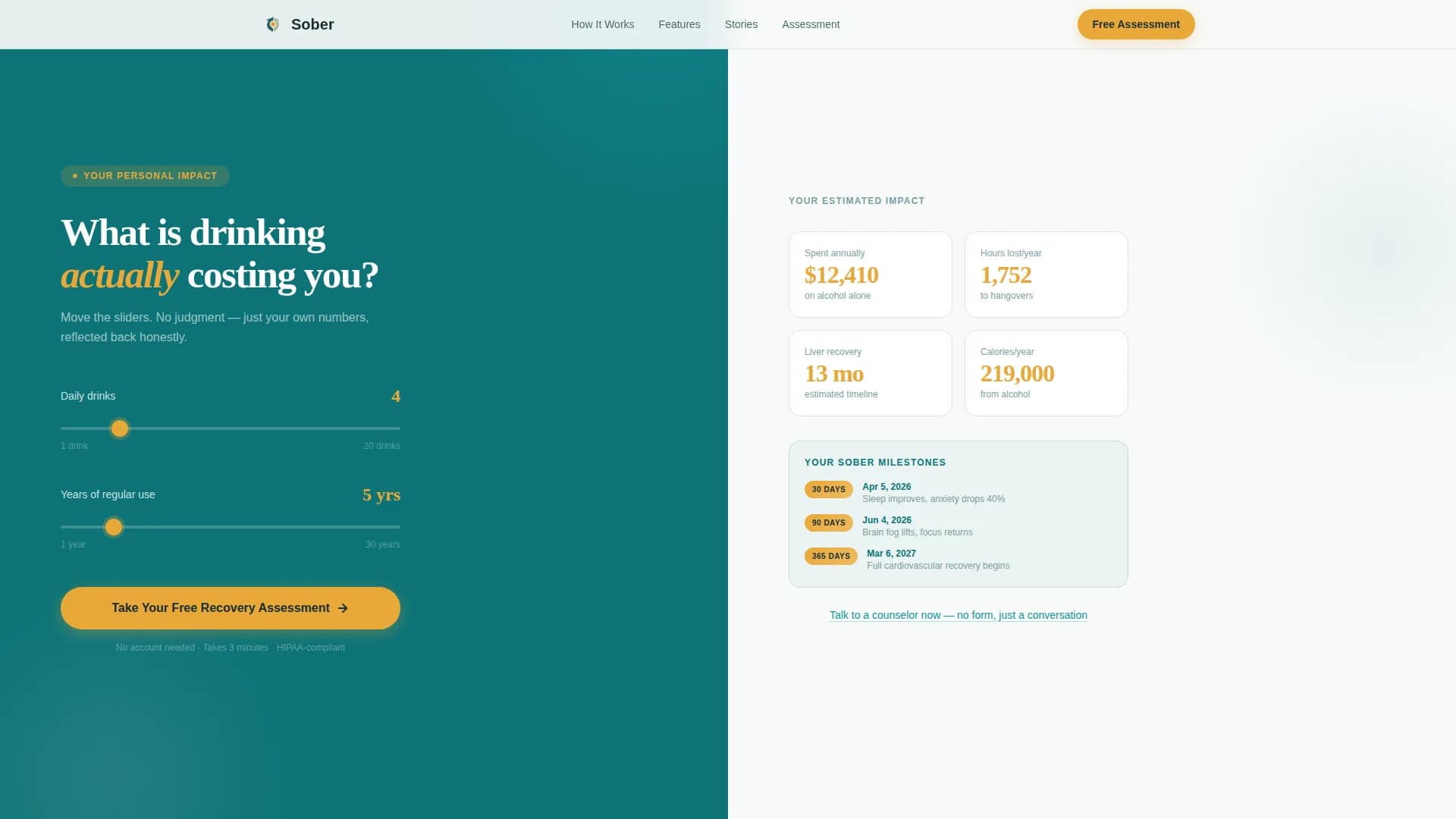 Sober - Therapy App Landing page Template