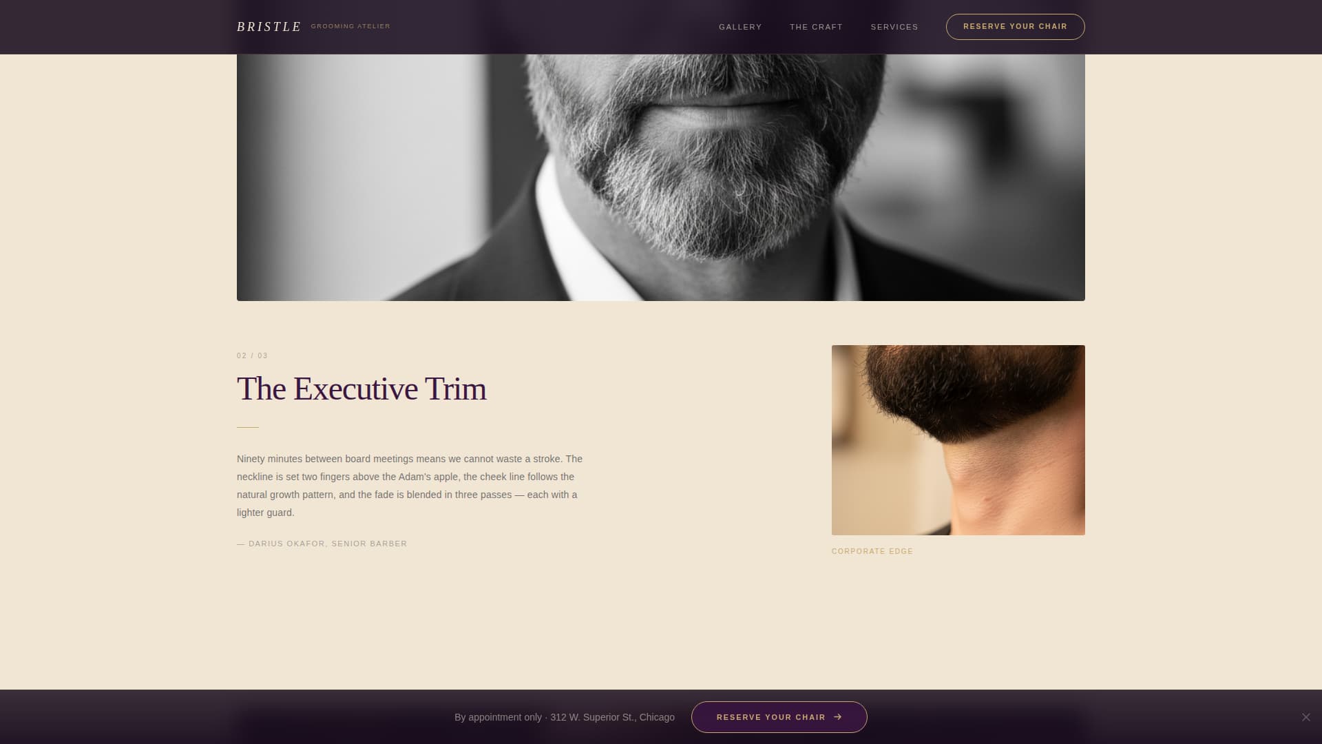 Bristle - Refined Barbershop Landing Page Template