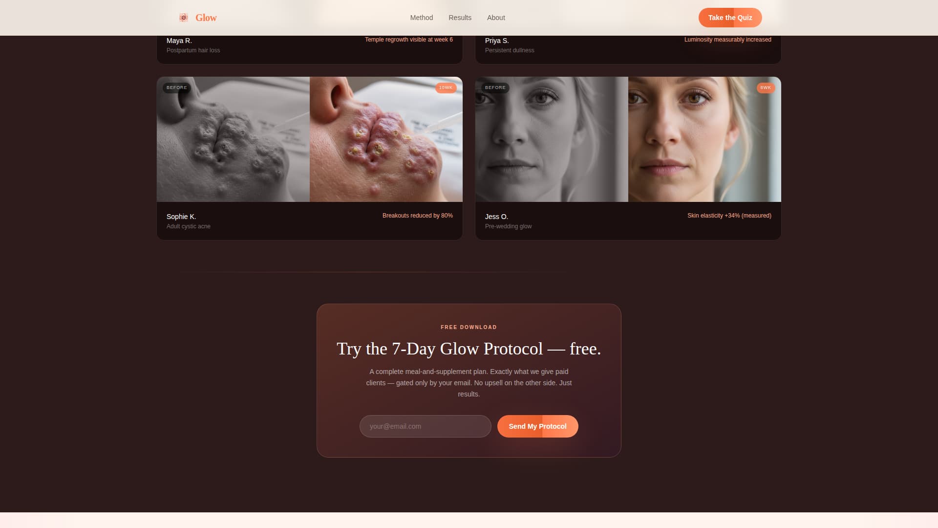 Glow - Radiant Nutrition Landing Page Template