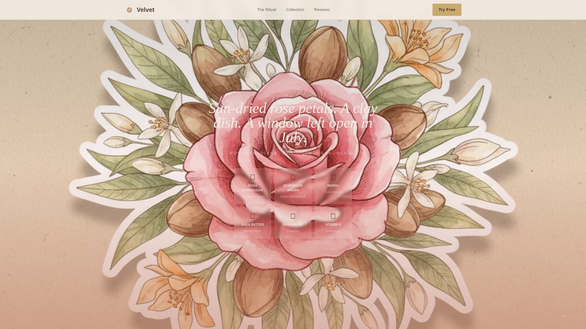 Velvet - Sensory Bodycare Landing Page Template