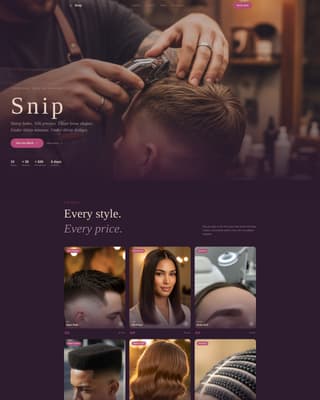 Snip - Cinematic Salon Landing Page Template