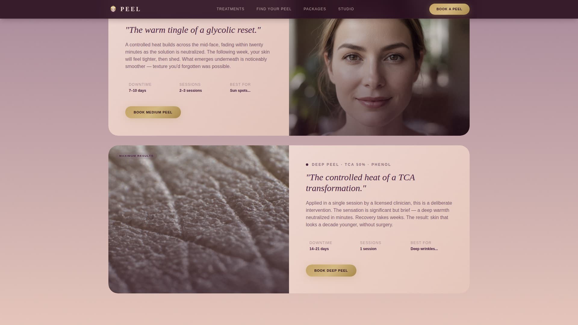 Peel - Luxurious Chemicalpeel Landing Page Template
