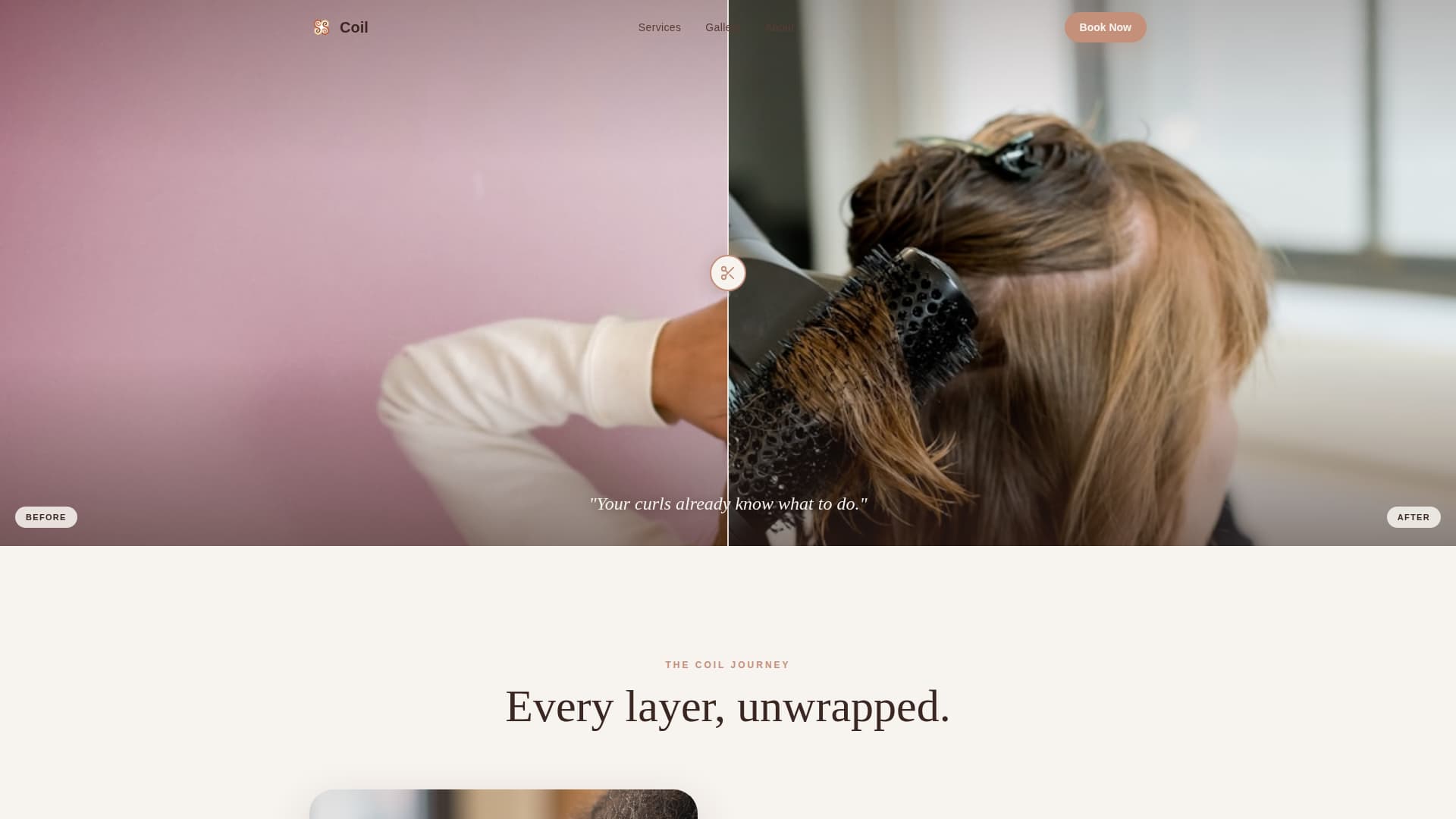 Coil - Transformative Curlspecialist Landing Page Template