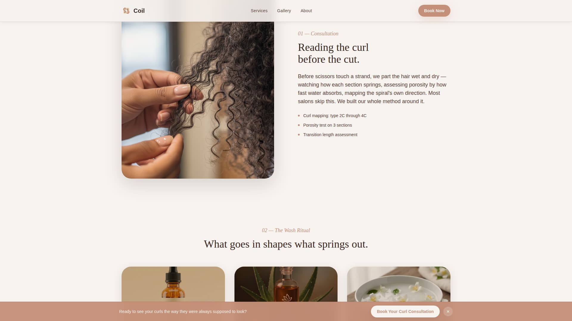 Coil - Transformative Curlspecialist Landing Page Template