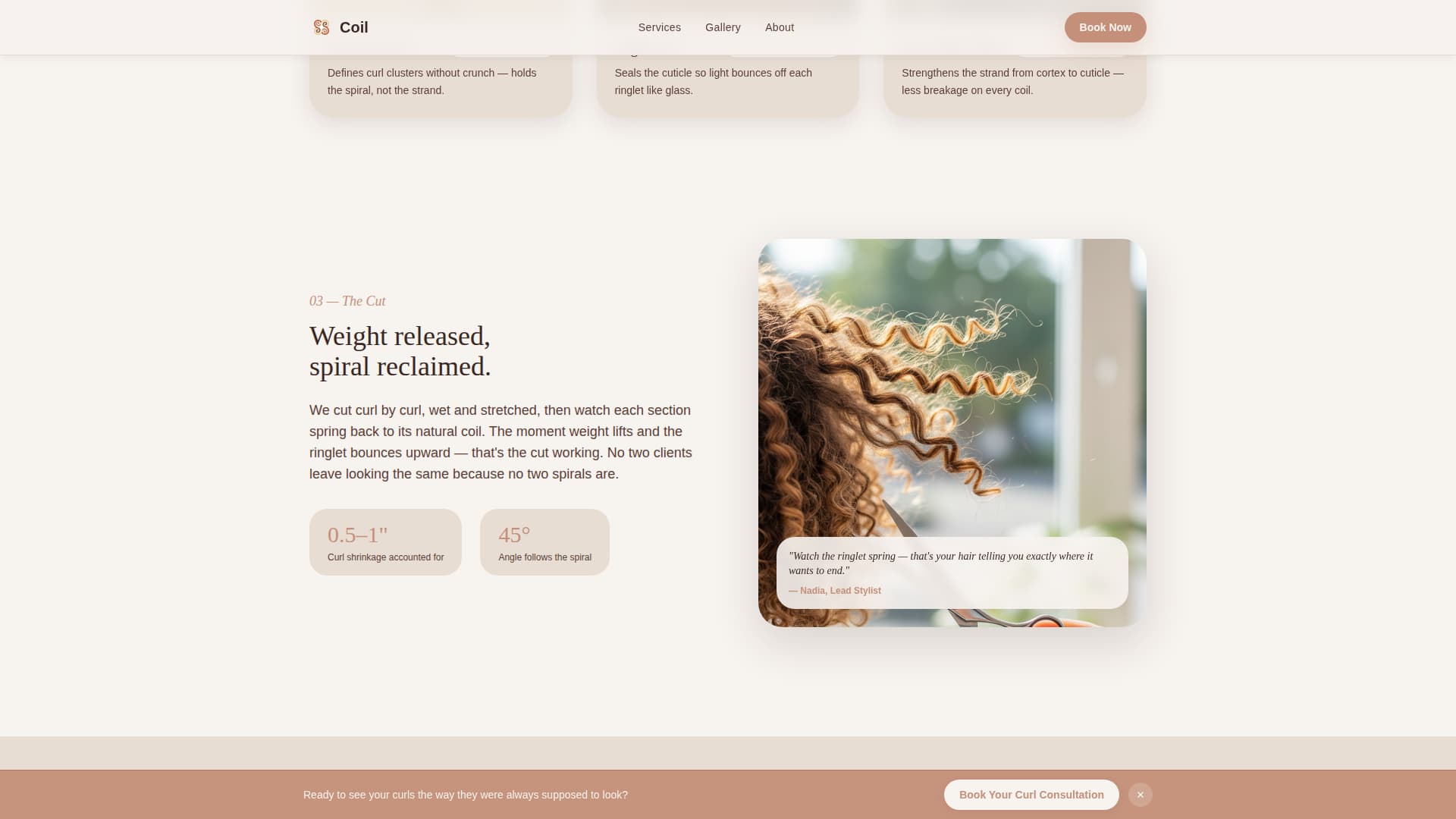 Coil - Transformative Curlspecialist Landing Page Template