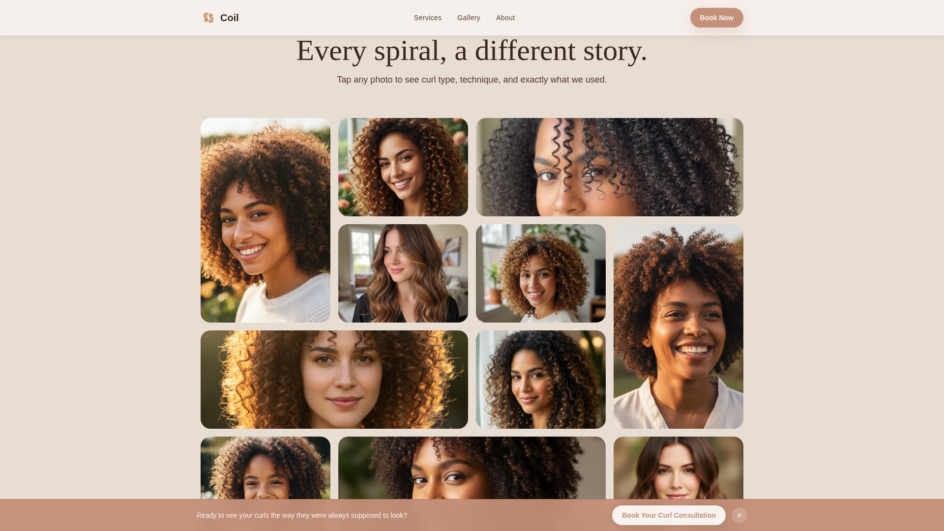 Coil - Transformative Curlspecialist Landing Page Template