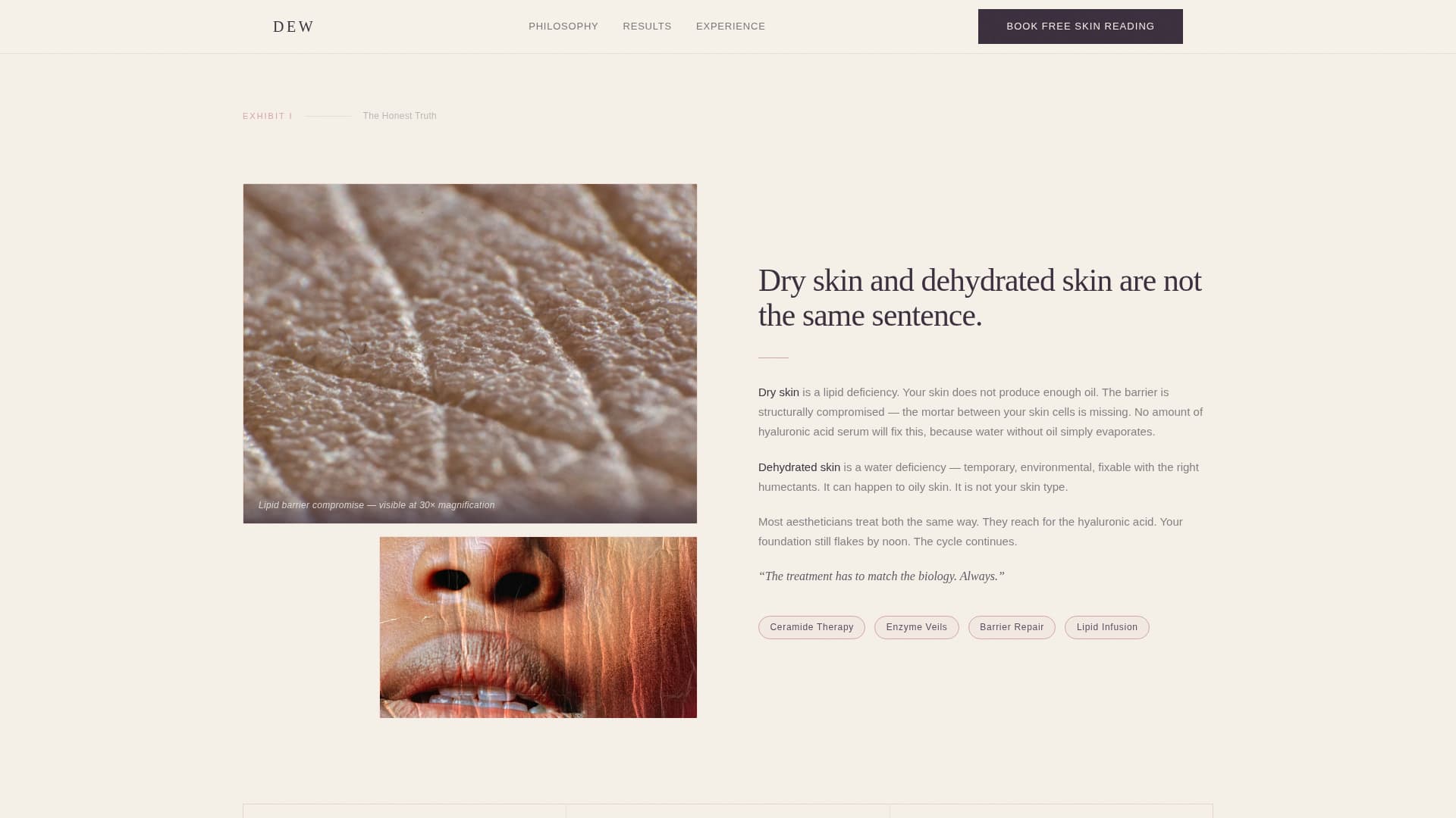 Dew - Radiant Aesthetician Landing Page Template