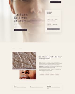 Dew - Radiant Aesthetician Landing Page Template