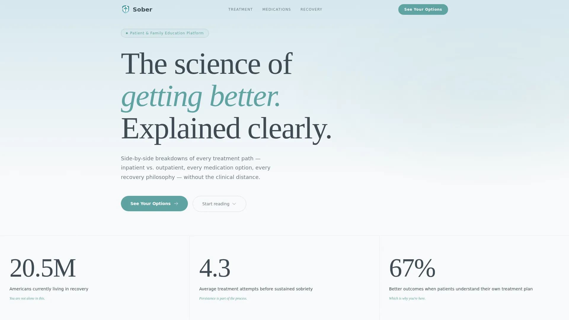 Sober - Patient Education Landing page Template