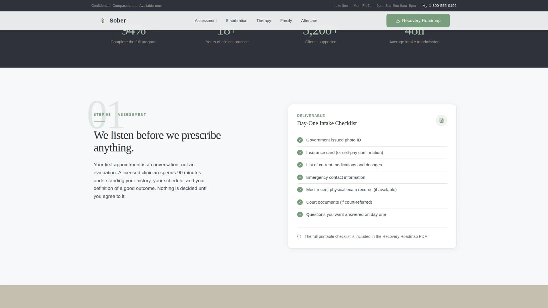 Sober - Specialist Clinic Landing Page Template