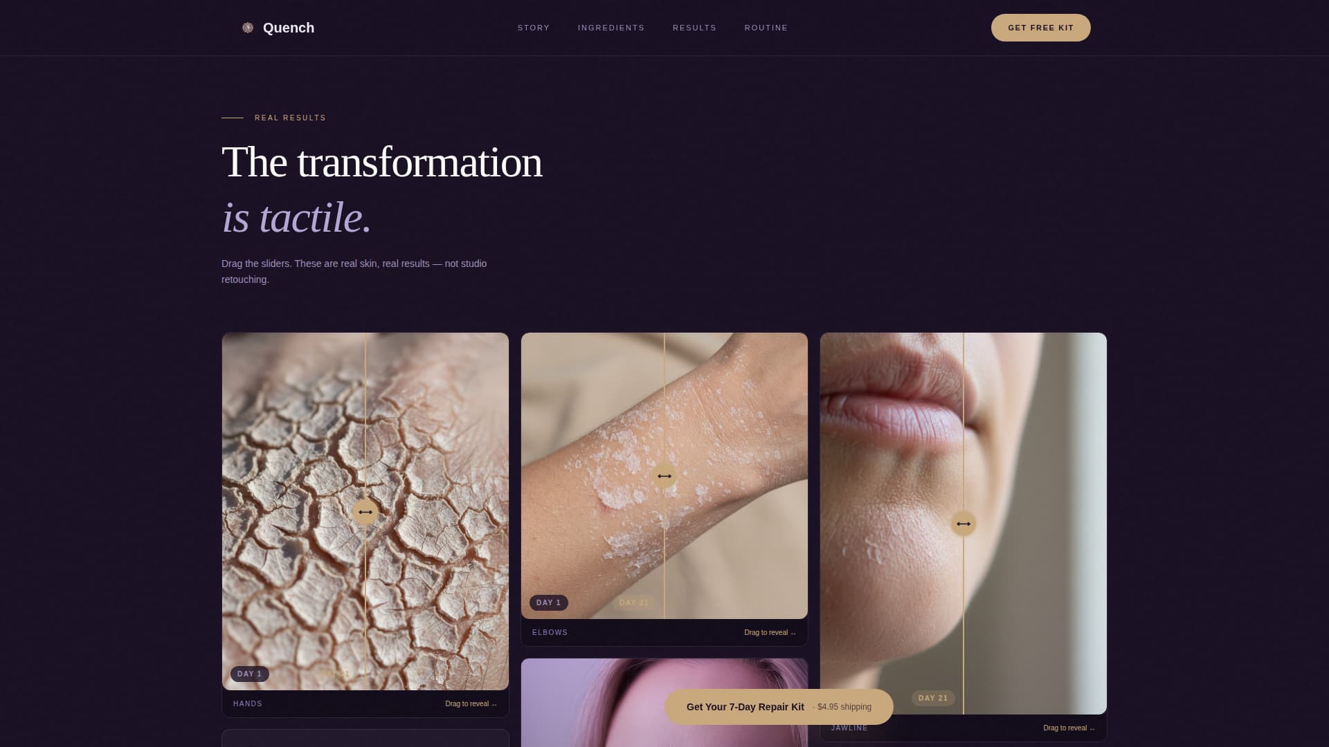 Quench - Luxe Skincare Landing Page Template