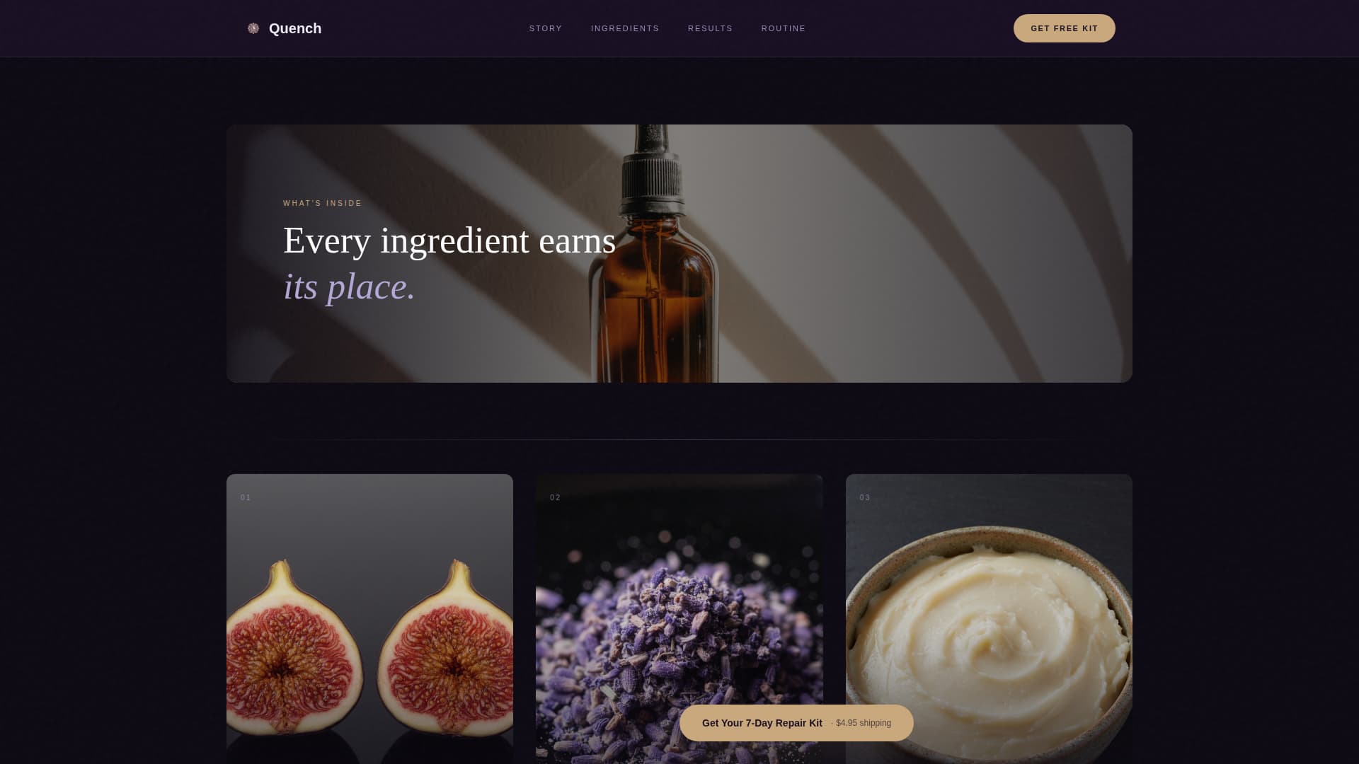 Quench - Luxe Skincare Landing Page Template