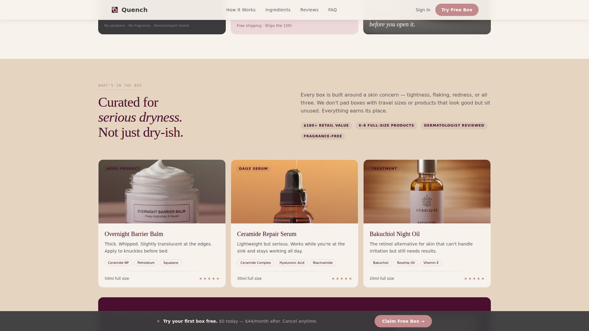 Quench - Luxe Dryskin Landing Page Template