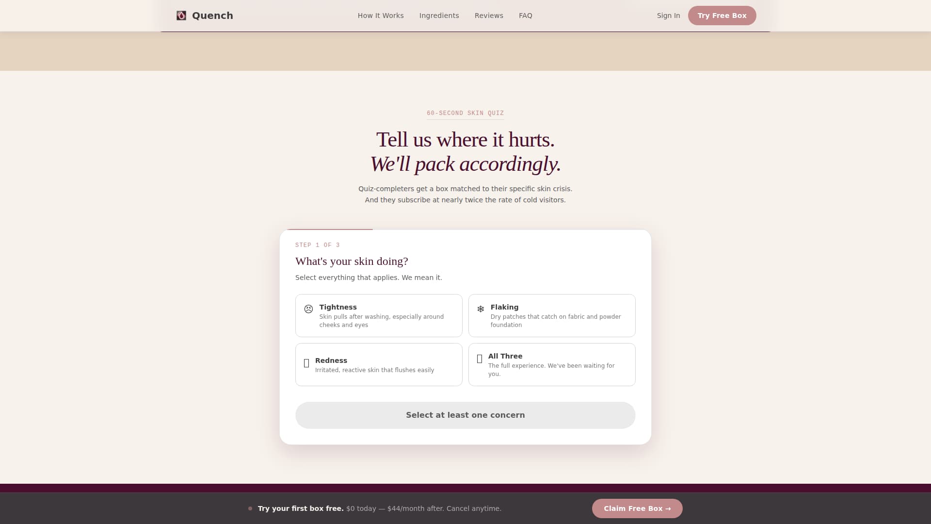 Quench - Luxe Dryskin Landing Page Template